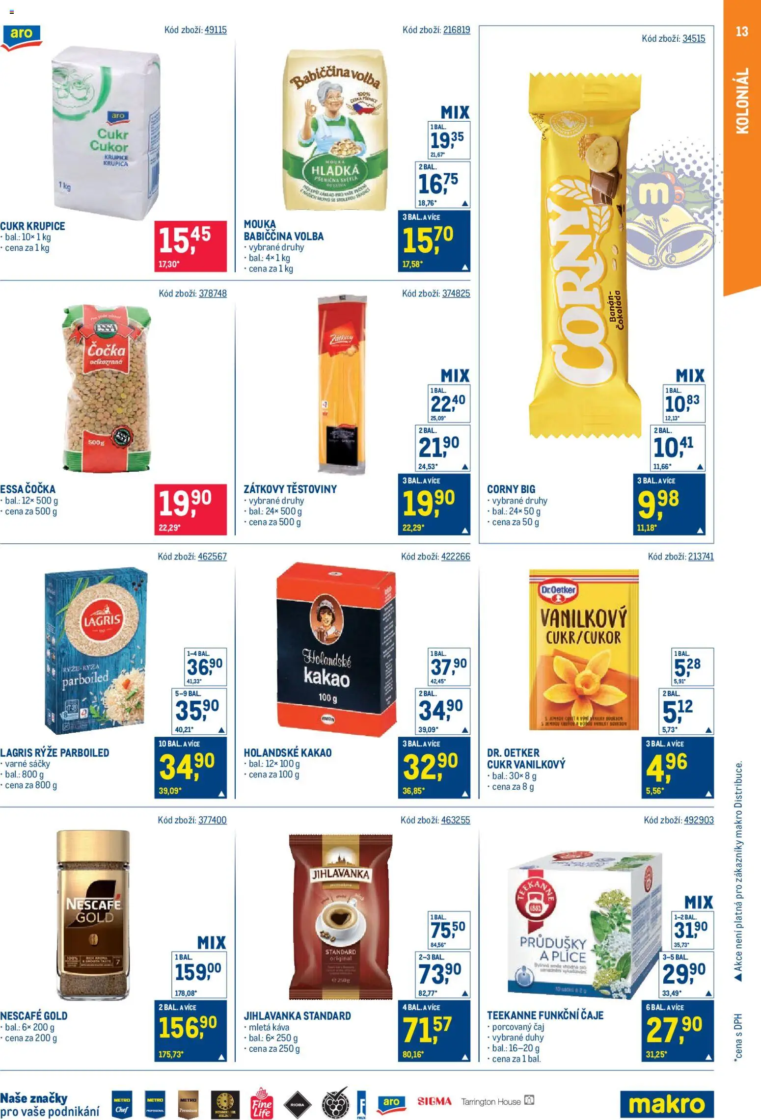 Makro leták - Maloobchod od 03.12.2025 | Strana: 13 | Produkty: Nescafé Gold, Teekanne, Rýže parboiled, Jihlavanka