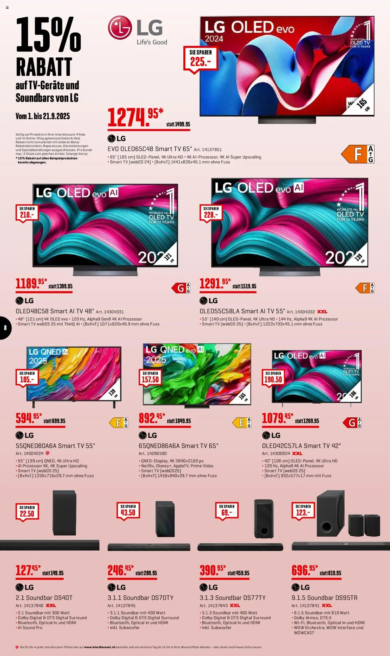 Interdiscount Aktionen Brand Love – gültig ab 08.09.2025 | Seite: 8 | Produkte: Soundbar, Uhr, TV, Video