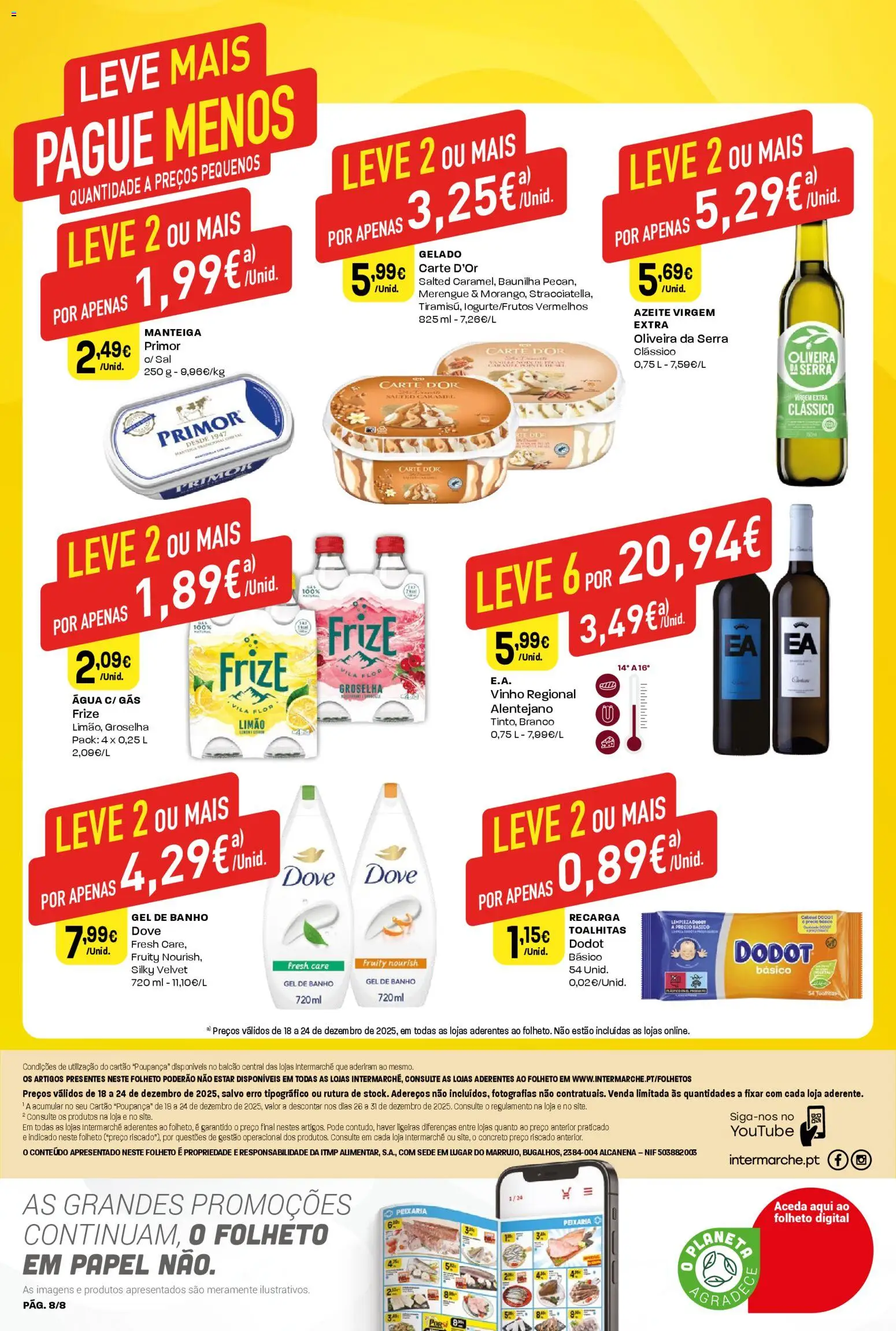 Intermarché Folheto Mini │ válido de 18.12.2025 | Página: 8 | Produtos: Agua, Gel de banho, Gelado, Manteiga