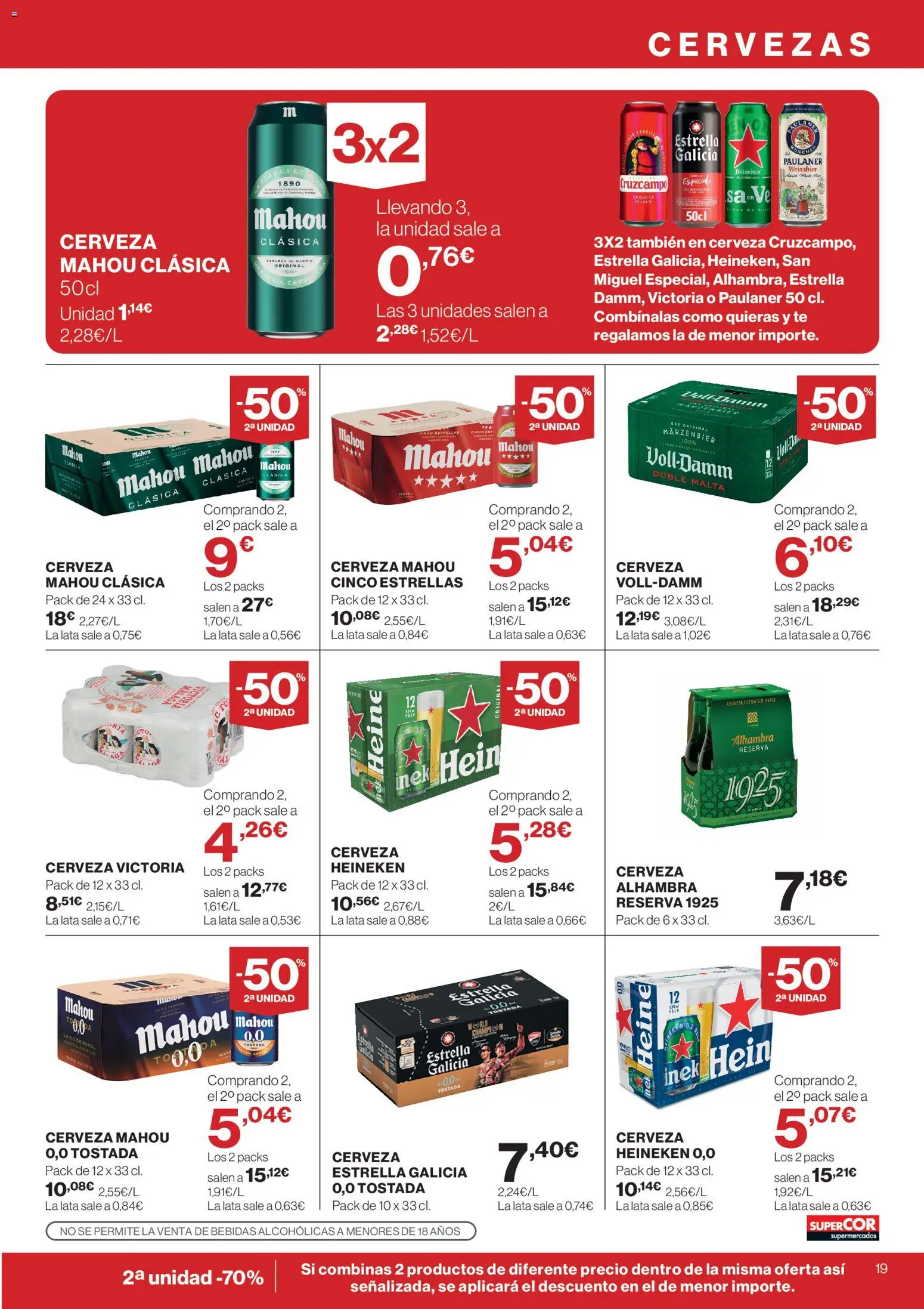Supercor Península y Baleares │ válido desde el 23.04.2026 | Página: 19 | Productos: Cerveza, Té, Σπανάκι