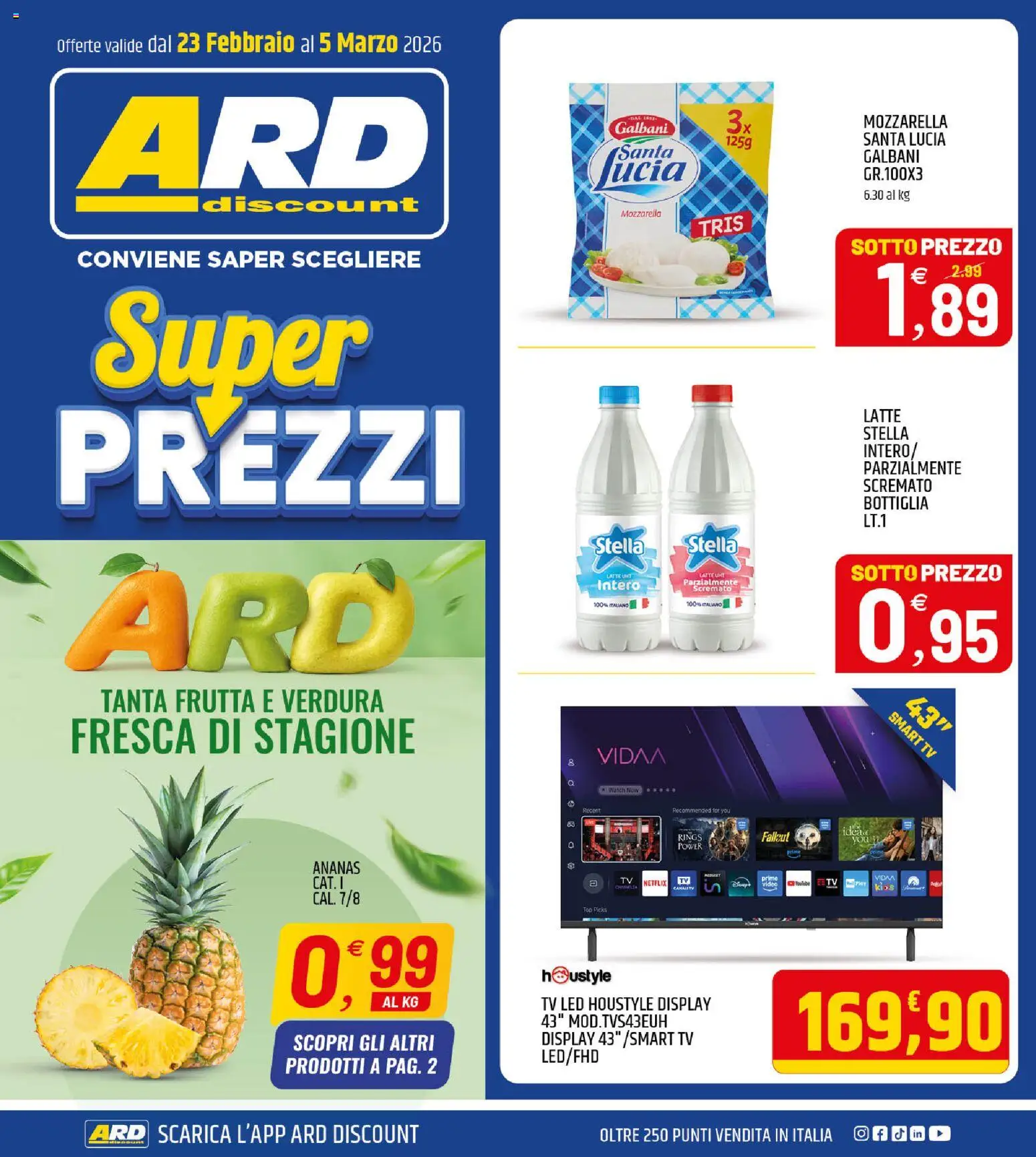 Volantino ARD Discount del 23.02.2026 | Pagina: 1 | Prodotti: Tè, Frutta, Mozzarella, Top