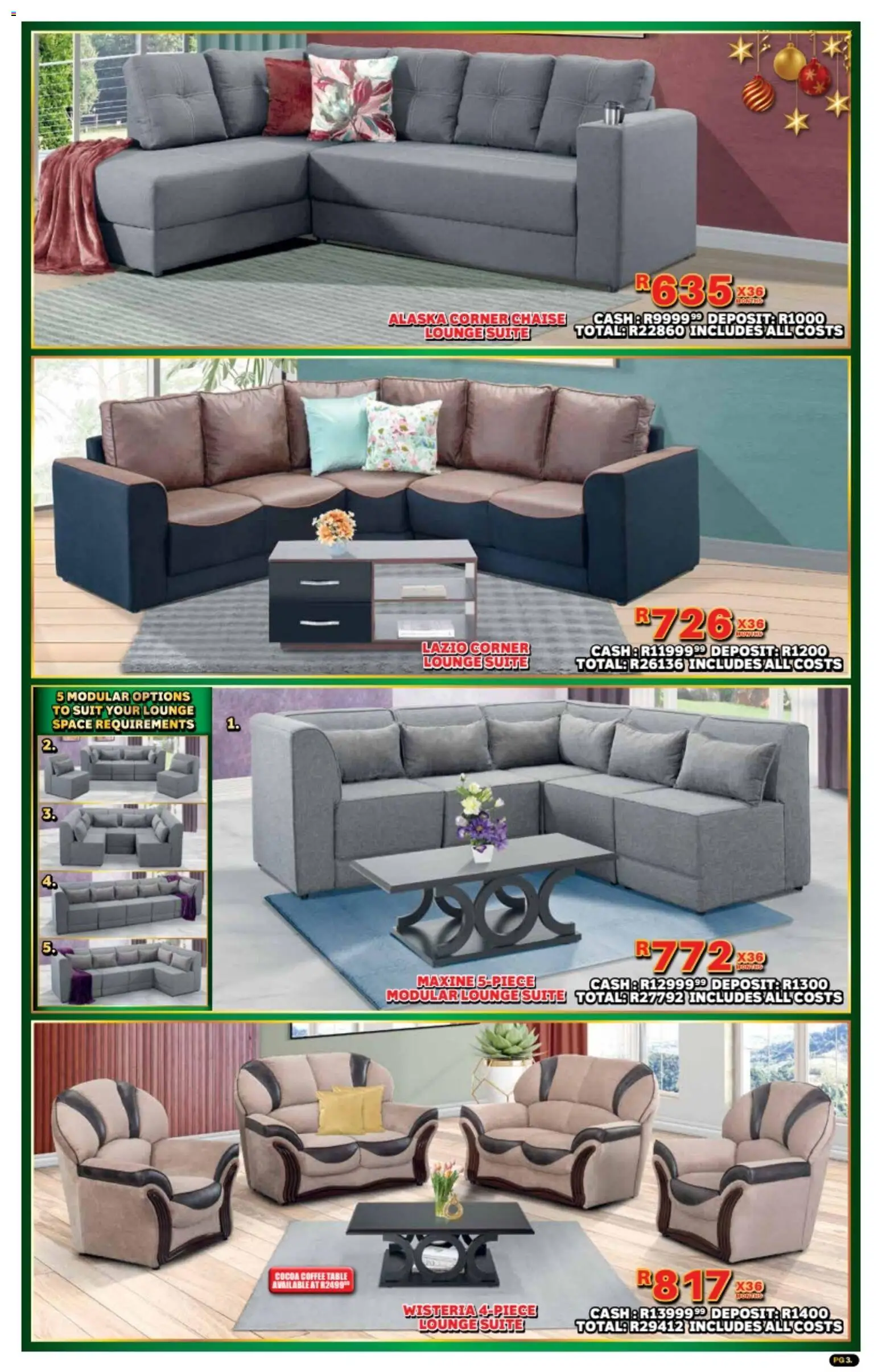 New Lewis Stores catalogue – valid from 10.11.2025 | Page: 3 | Products: Coffee table, Lounge suite, Coffee, Chaise