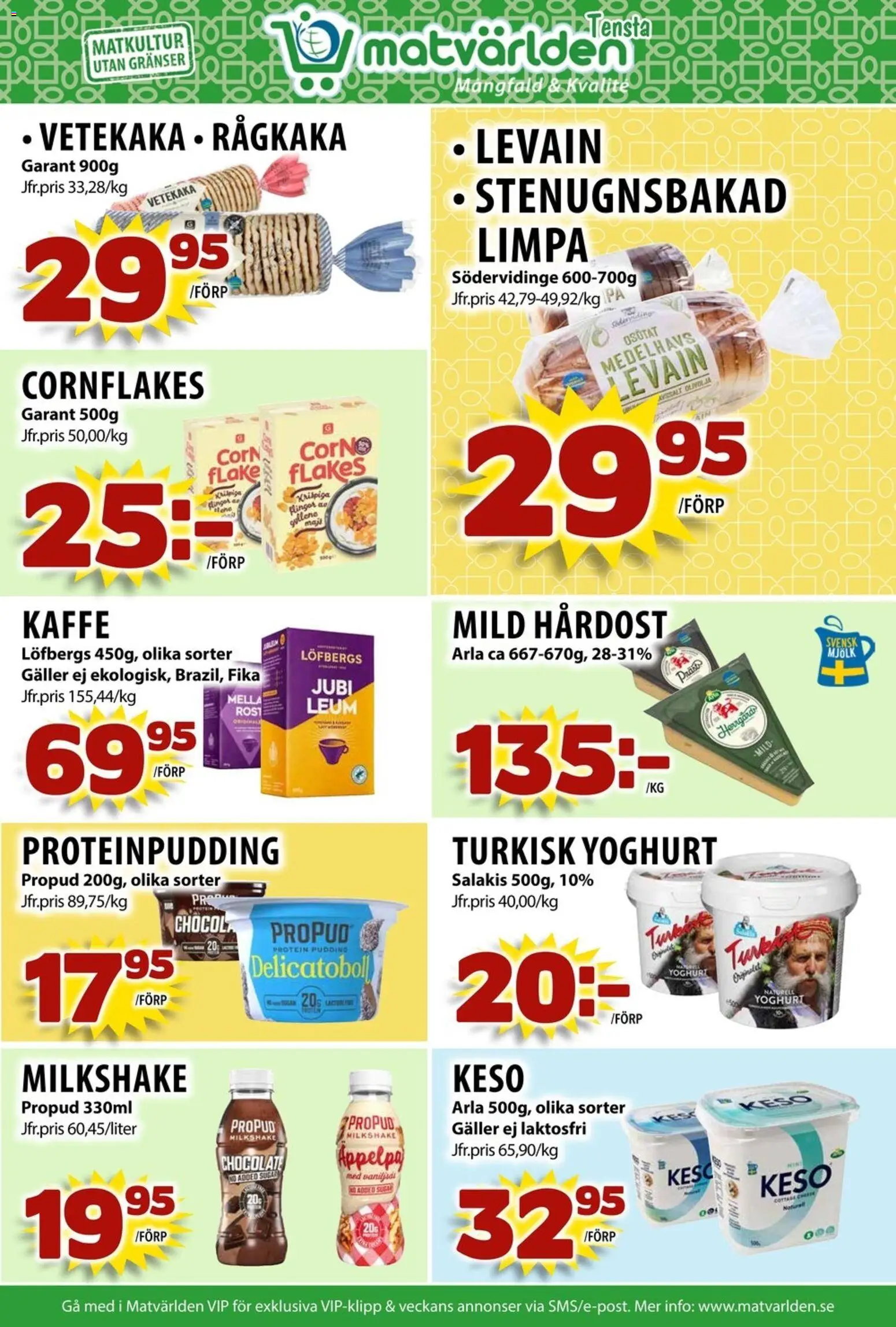 Matvärlden reklamblad aktuell från 10.11.2025 | Sida: 5 | Produkter: Proteinpudding, Cornflakes, Yoghurt, Kaffe
