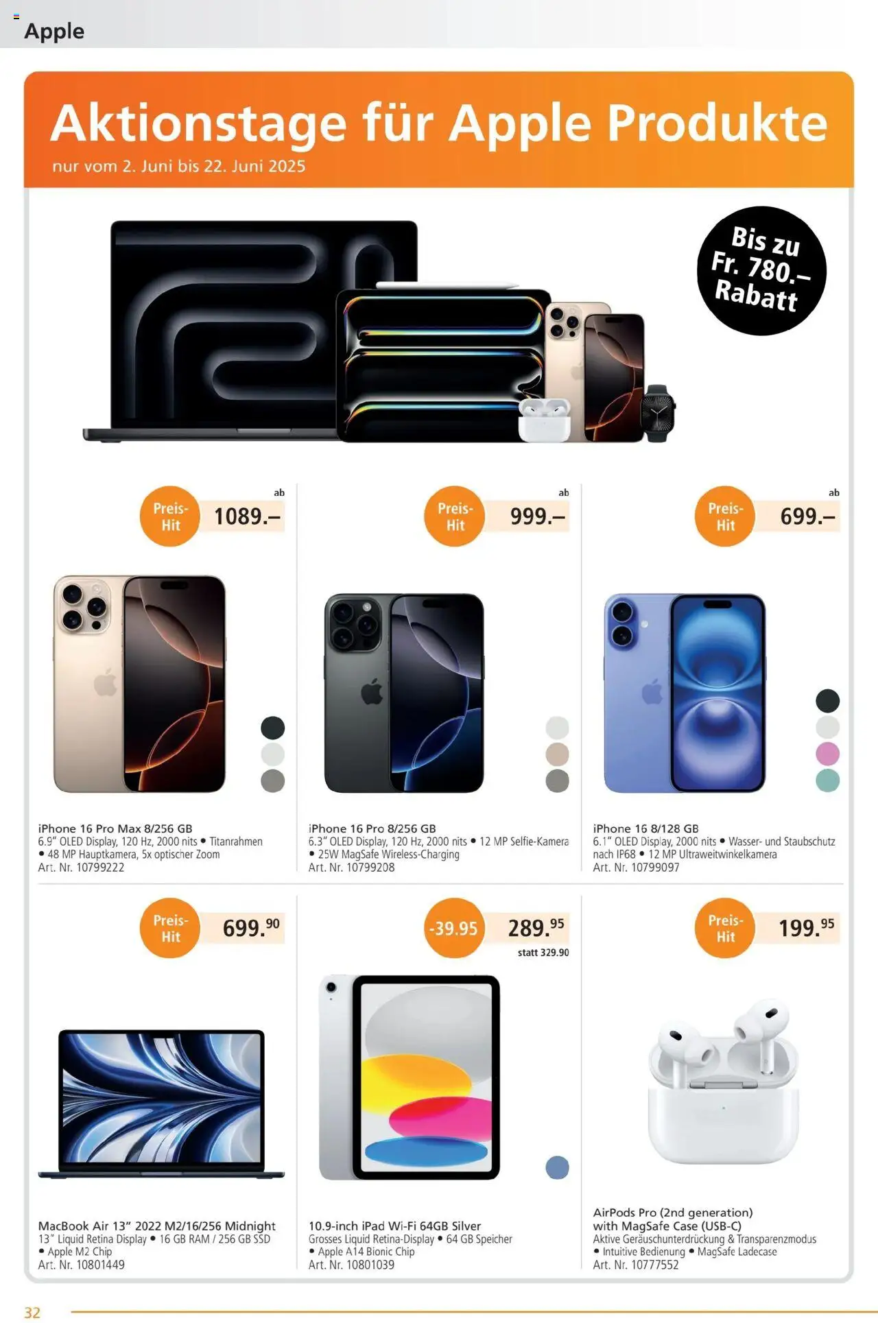 Fust Aktionen ab 26.05.2025 | Seite: 32 | Produkte: Iphone, Macbook, Airpods, Ipad