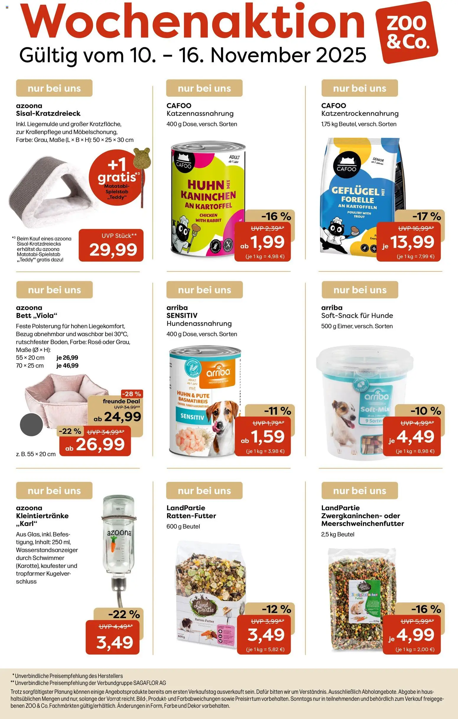 Zoo & co Prospekt 	 – gültig ab 10.11.2025 | Seite: 1 | Produkte: Basmatireis, Bett, Kaninchen, Kartoffeln