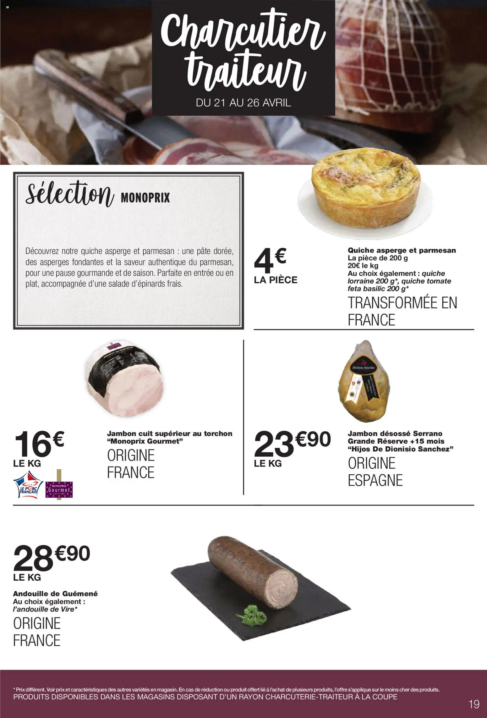 {H1} | Page: 19 | Produits: Salade, Asperge, Parmesan, Jambon