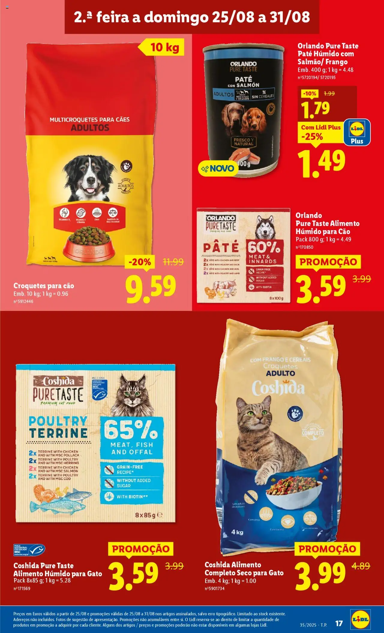 Lidl folheto │ válido de 25.08.2025 | Página: 17 | Produtos: Frango, Coshida pure taste, Cereais