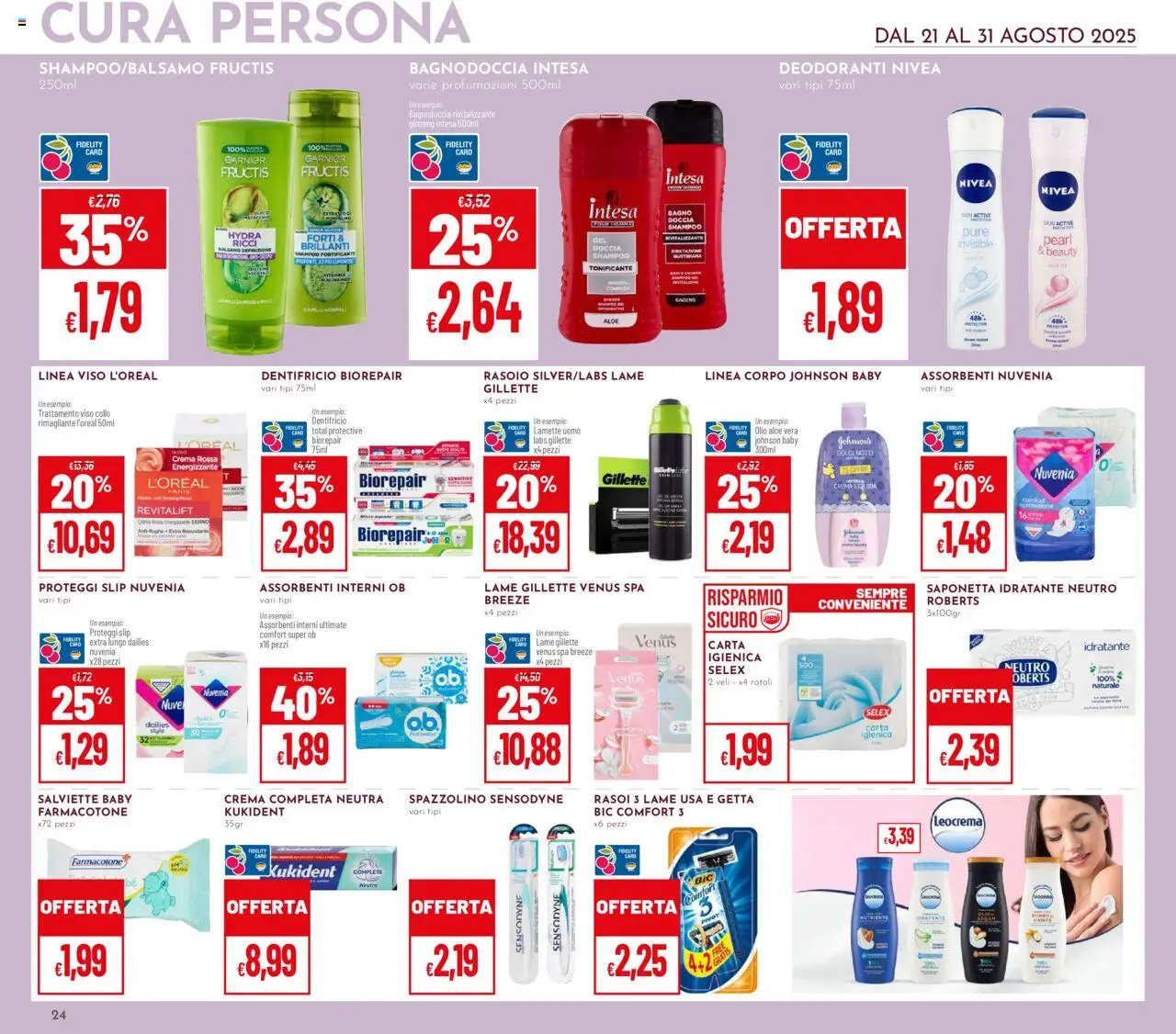 Volantino Pan del 21.08.2025 | Pagina: 24 | Prodotti: Balsamo, Dentifricio, Slip, Doccia