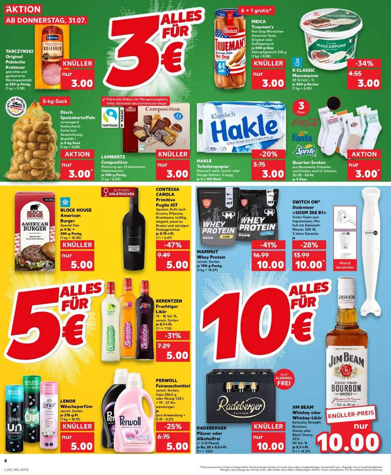 Kaufland prospekt Hannover	 - gültig ab dem 31.07.2025 | Seite: 4 | Produkte: Jim beam, Burger, Bourbon, Stabmixer
