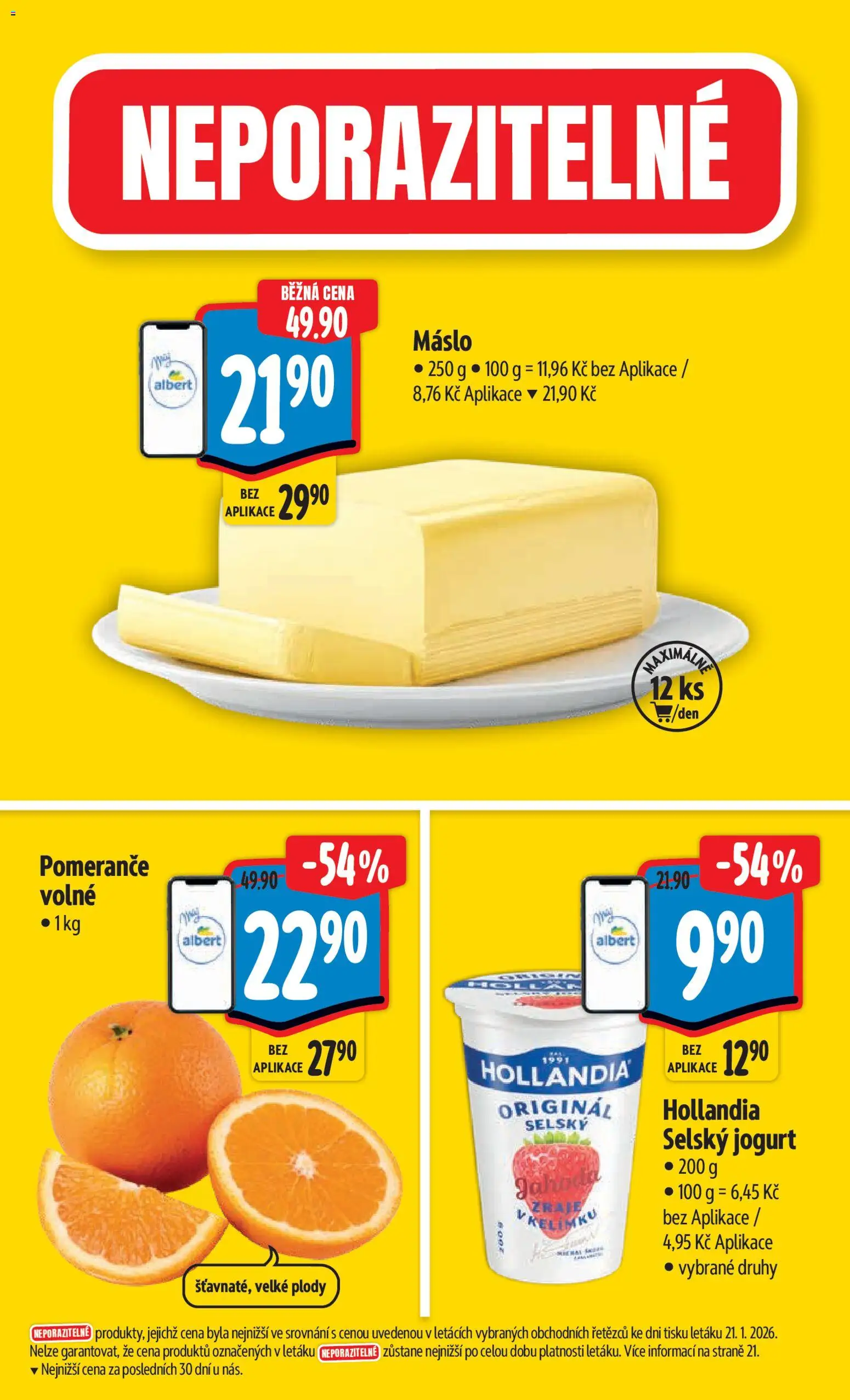 Albert leták - Hypermarket od 28.01.2026 | Strana: 3 | Produkty: Máslo, Jogurt, Pomeranče, Hollandia
