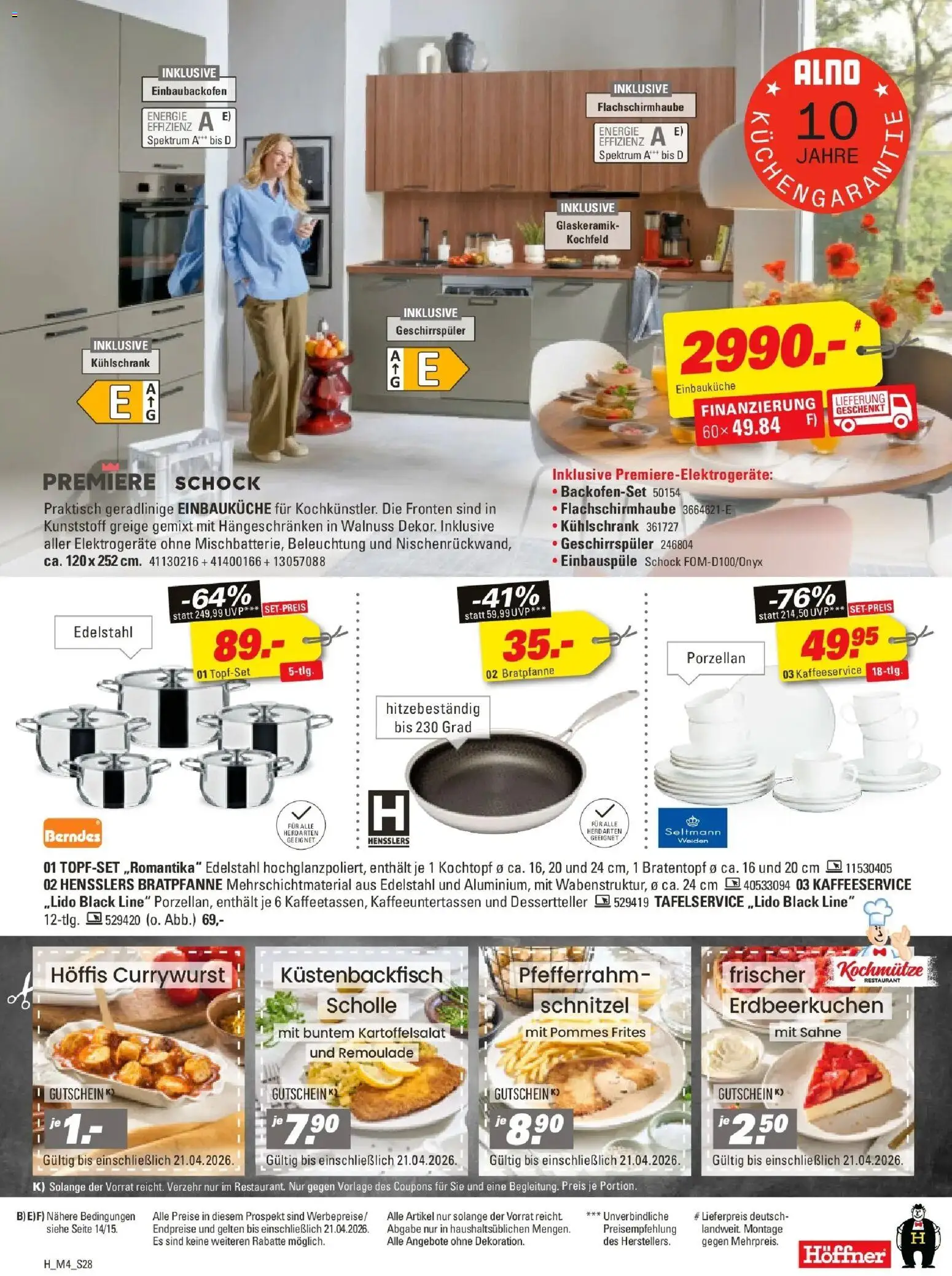 Höffner Prospekt Münster	 – gültig ab 01.04.2026 | Seite: 28 | Produkte: Geschirrspüler, Pommes, Kühlschrank, Kochfeld
