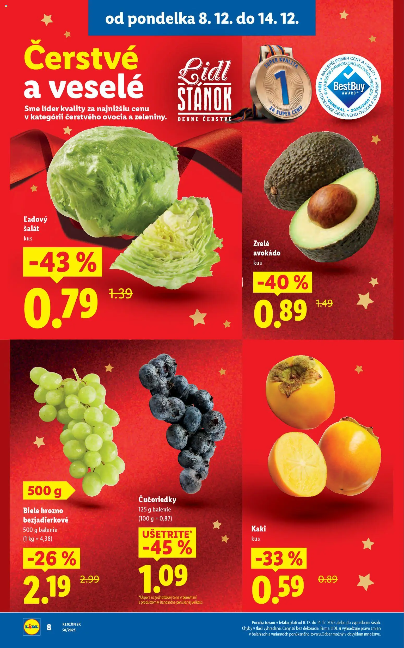 Nové Lidl akcie – leták je platný od 11.12.2025 | Strana: 40 | Produkty: Kaki, Čučoriedky, Šalát, Hrozno