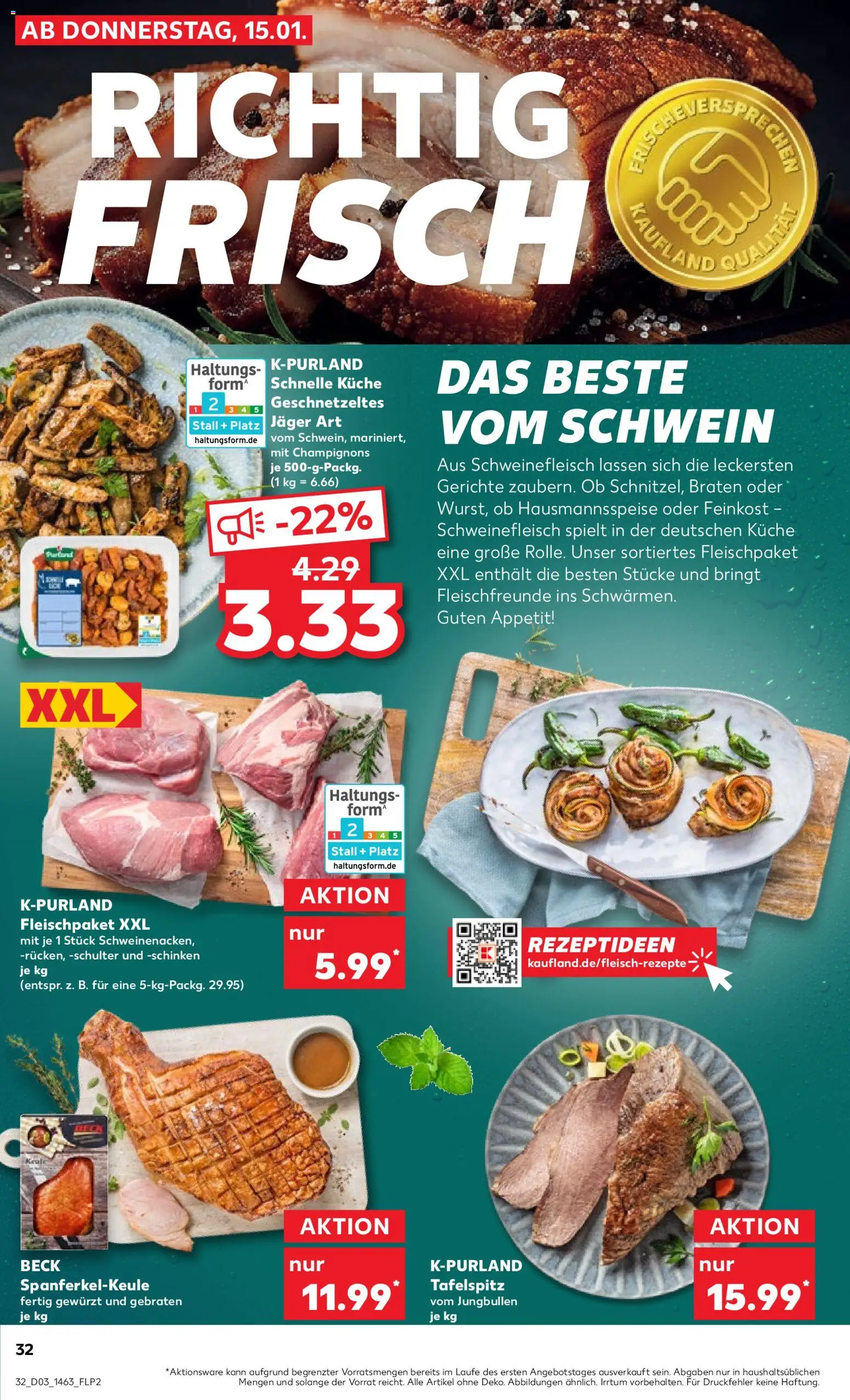 Kaufland prospekt Stuttgart	 – gültig ab 18.01.2026 | Seite: 32 | Produkte: Tafelspitz, Küche, Champignons, Schweinefleisch