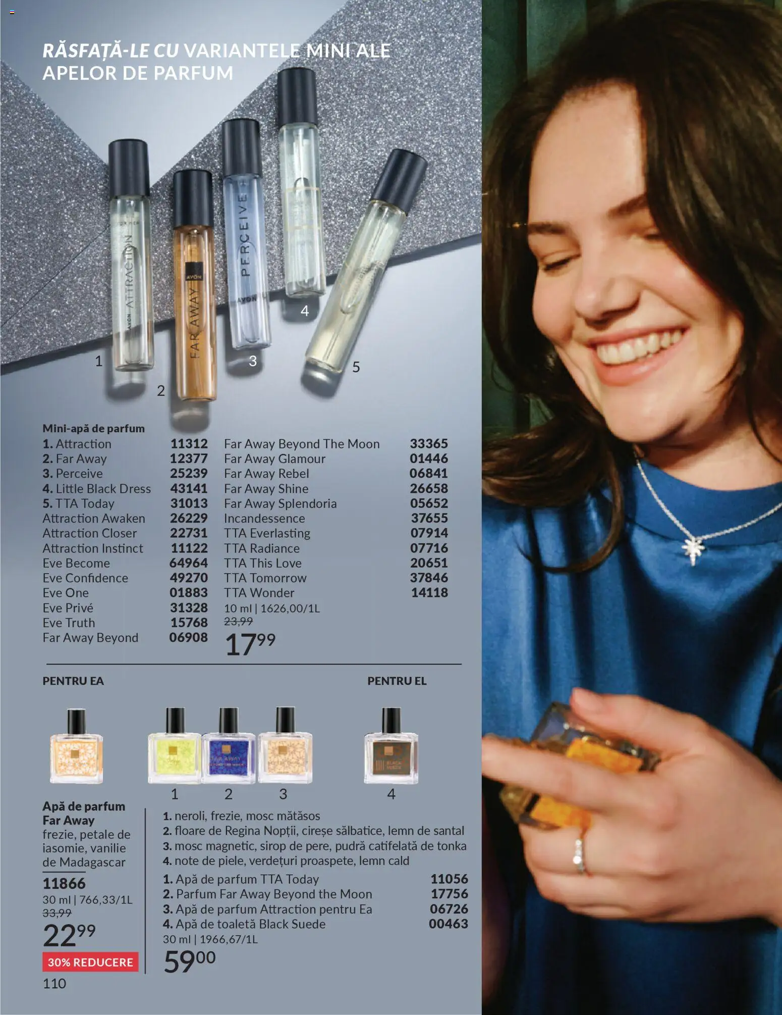 Noul catalog Avon – valabil de la 01.12.2025 | Pagină: 110 | Produse: Apă de parfum, Toaletă, Apă de toaletă, Cireșe