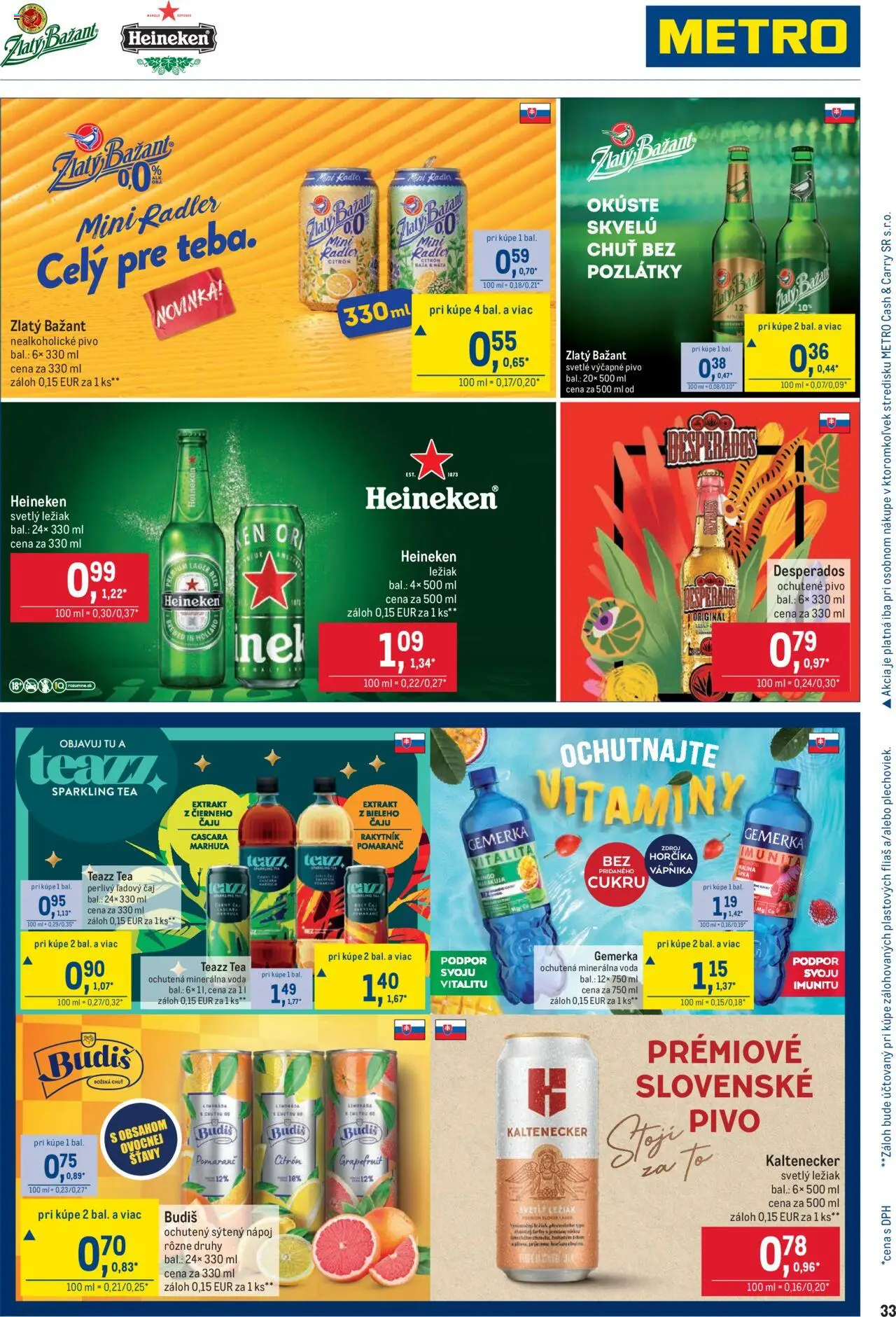 Metro Obchodní partneri │ platný od 27.08.2025 | Strana: 33 | Produkty: Desperados, Budiš, Minerálna voda, Gemerka