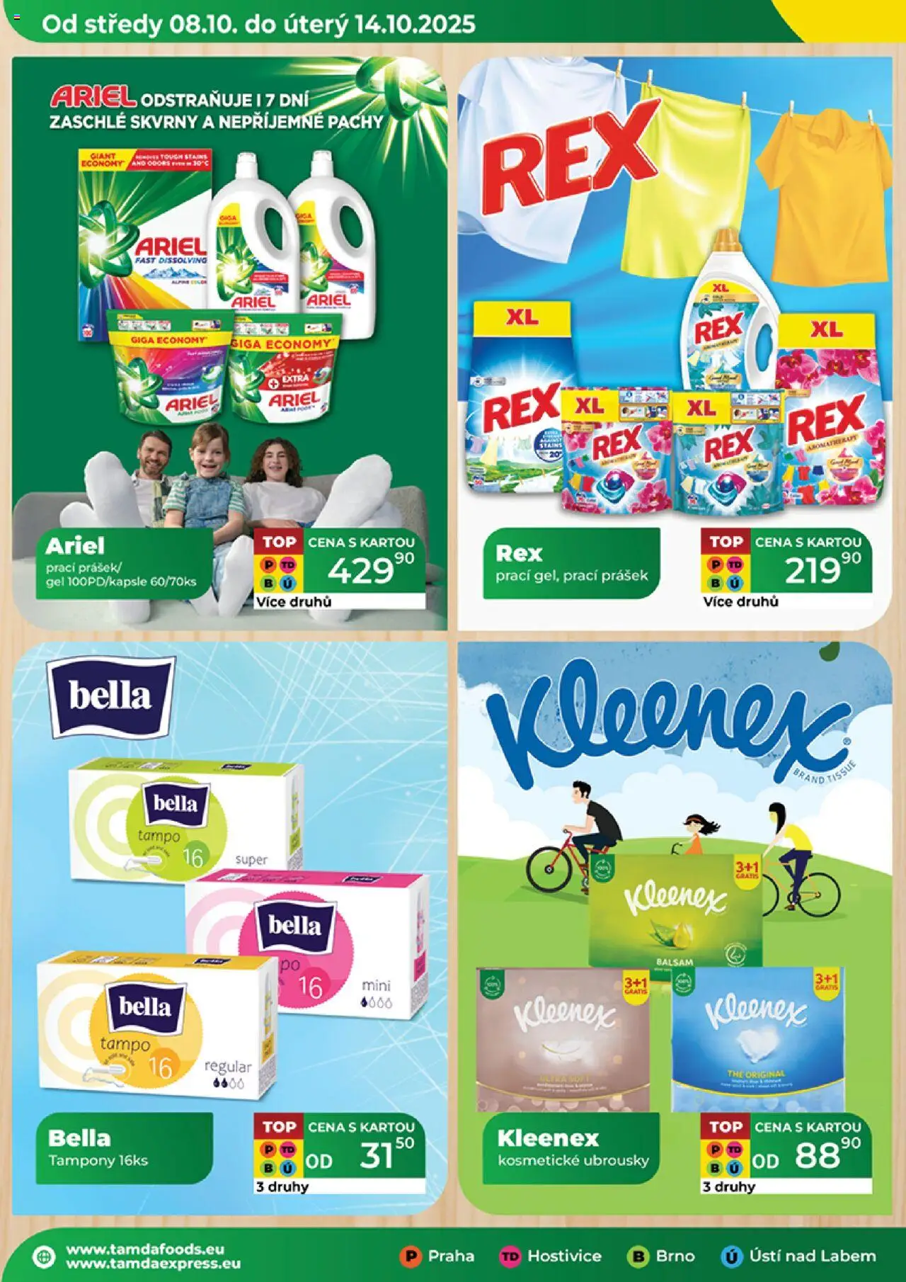 Tamda Foods leták od 08.10.2025 | Strana: 20 | Produkty: Ubrousky, Ariel, Prací Prášek, Tampony