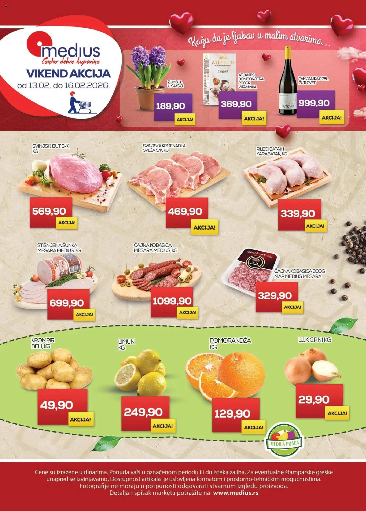 Medius katalog - važi od 13.02.2026 | Strana: 1 | Proizvode: Krmenadla, Šunka, Svinjski but, Limun