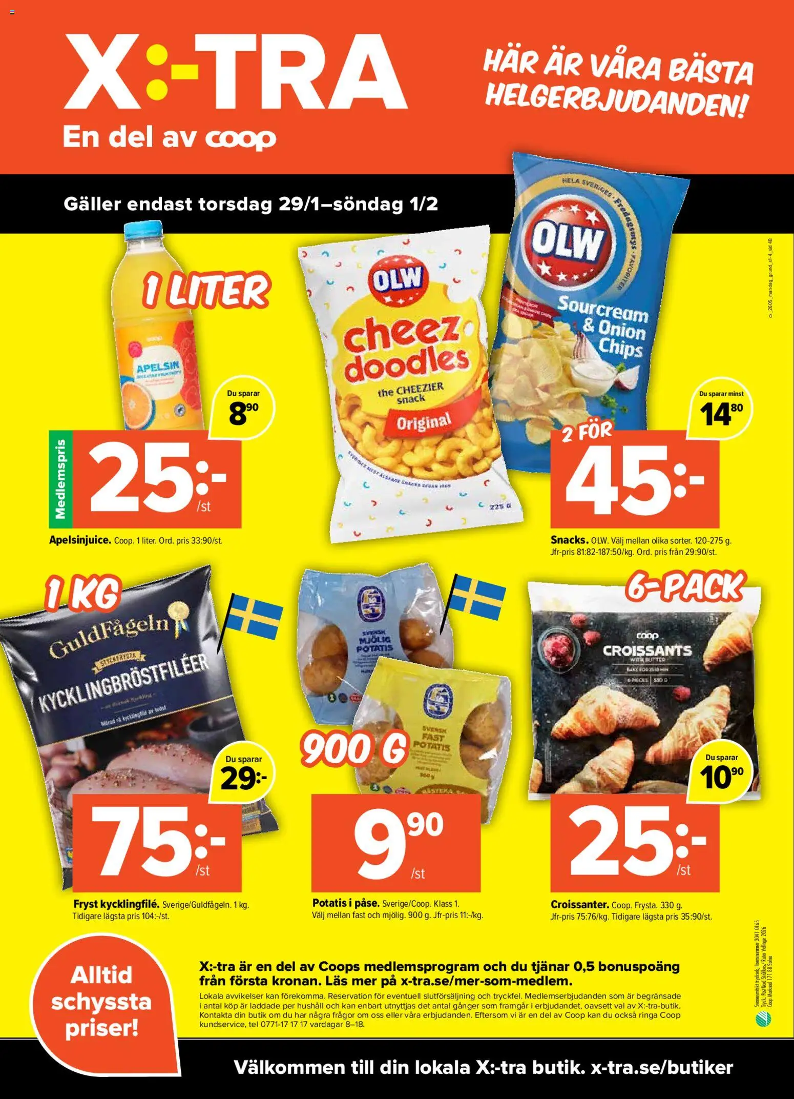 Coop X:-TRA reklamblad aktuell från 26.01.2026 | Sida: 4 | Produkter: Galler, Chips, Potatis, Apelsin