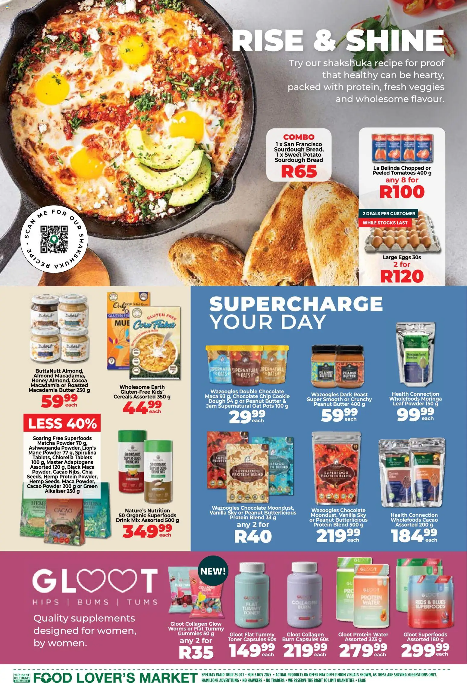New Food Lover's Market catalogue – valid from 23.10.2025 | Page: 3 | Products: Jam, Toner, Butter, Supplements