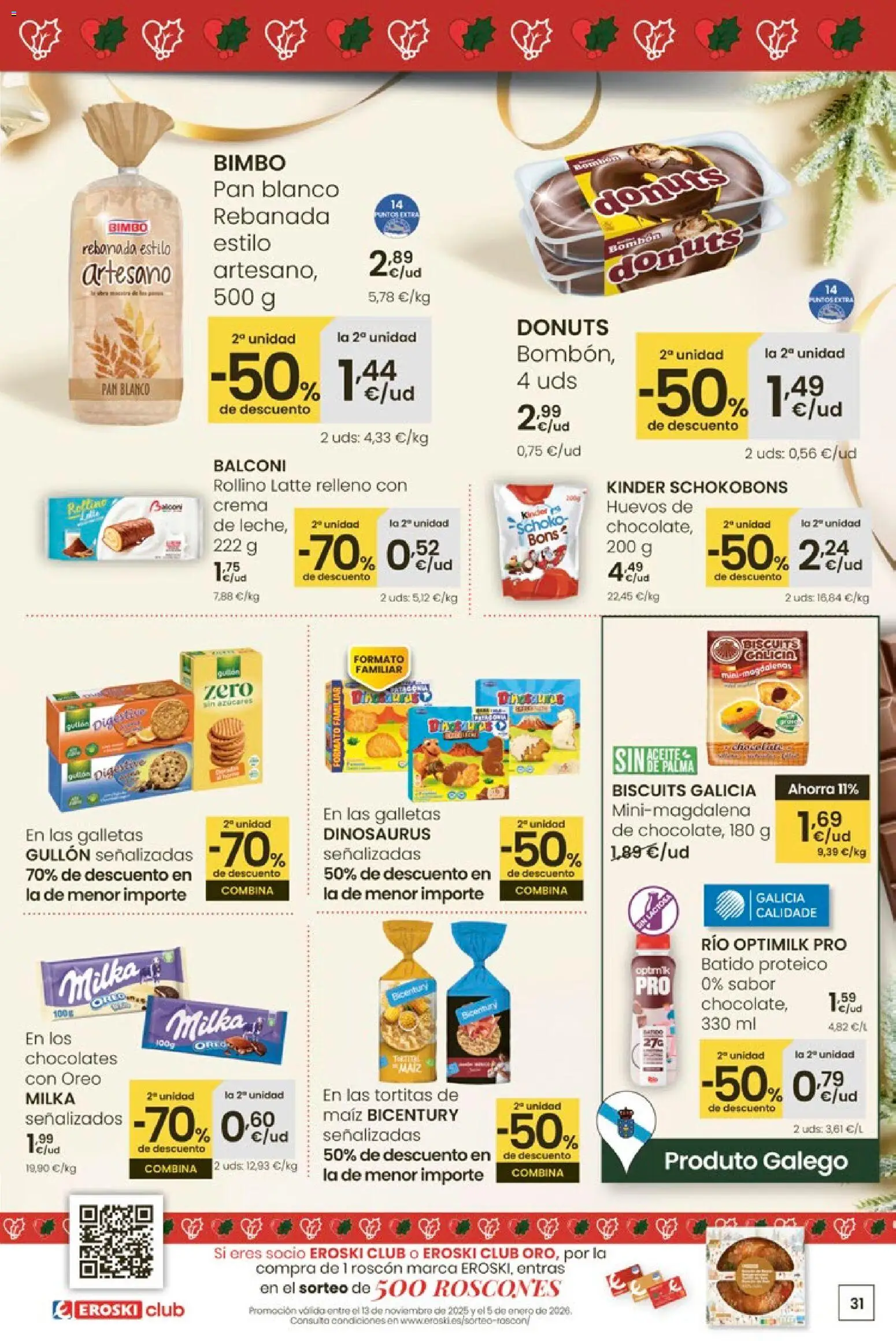 Eroski - Center │ válido desde el 27.11.2025 | Página: 31 | Productos: Huevos, Pan, Galletas, Donuts