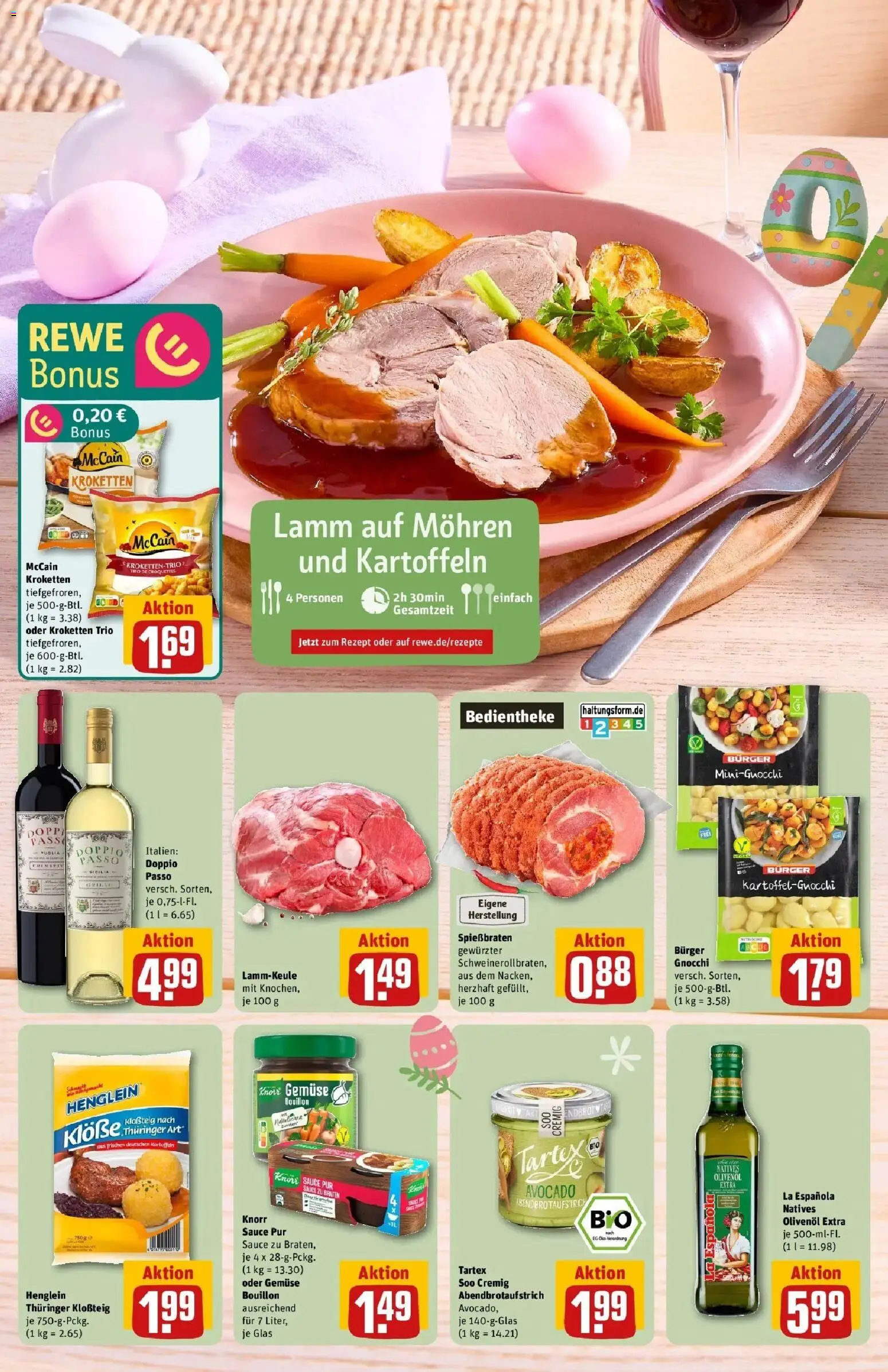 Rewe Prospekt Berlin / Buch	 – gültig ab 30.03.2026 | Seite: 6 | Produkte: Lammkeule, Kartoffeln, Gemüse, Doppio Passo