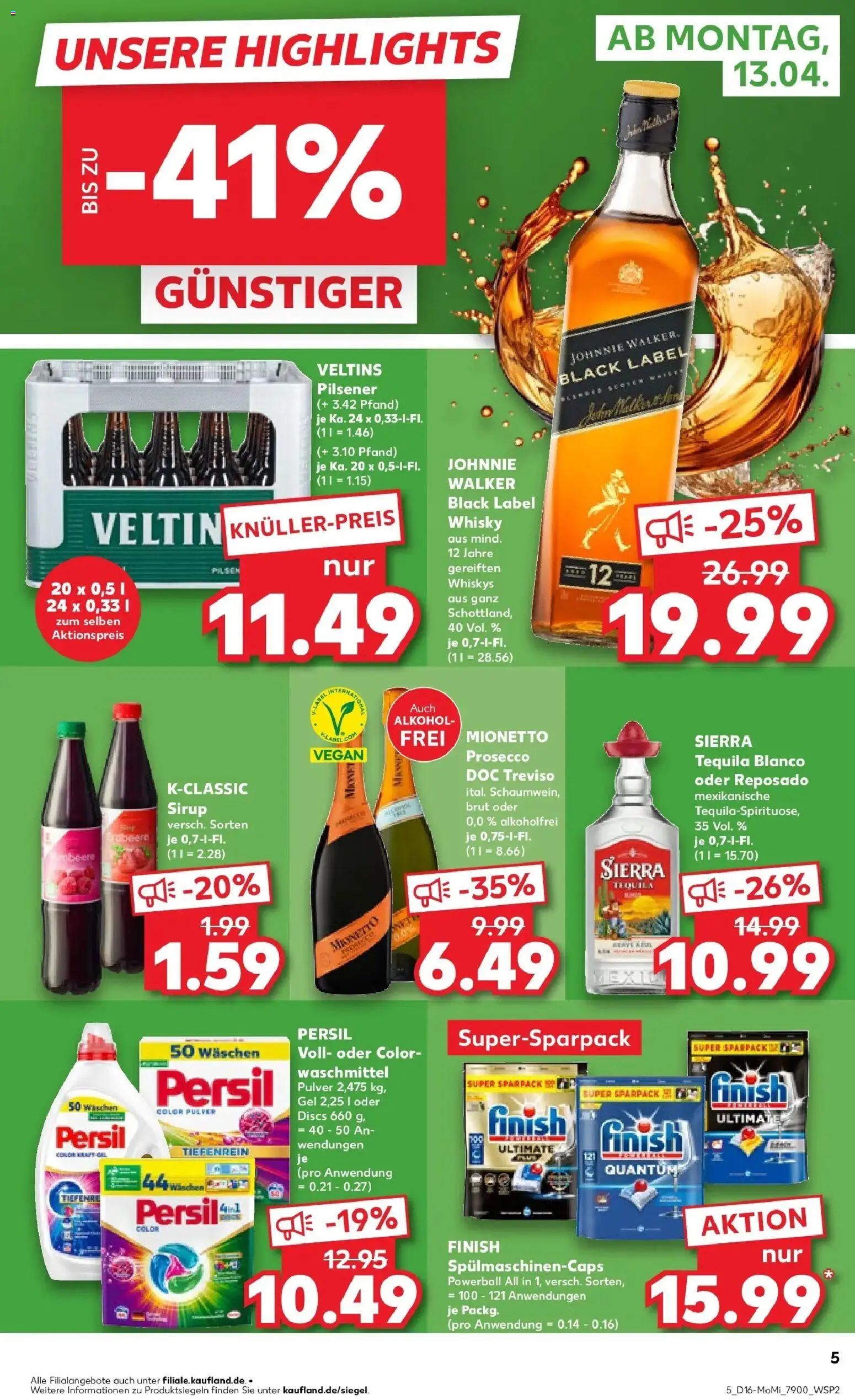 Kaufland Prospekt Monheim Am Rhein	 – gültig ab 13.04.2026 | Seite: 5 | Produkte: Sirup, Finish, Tequila, Persil discs