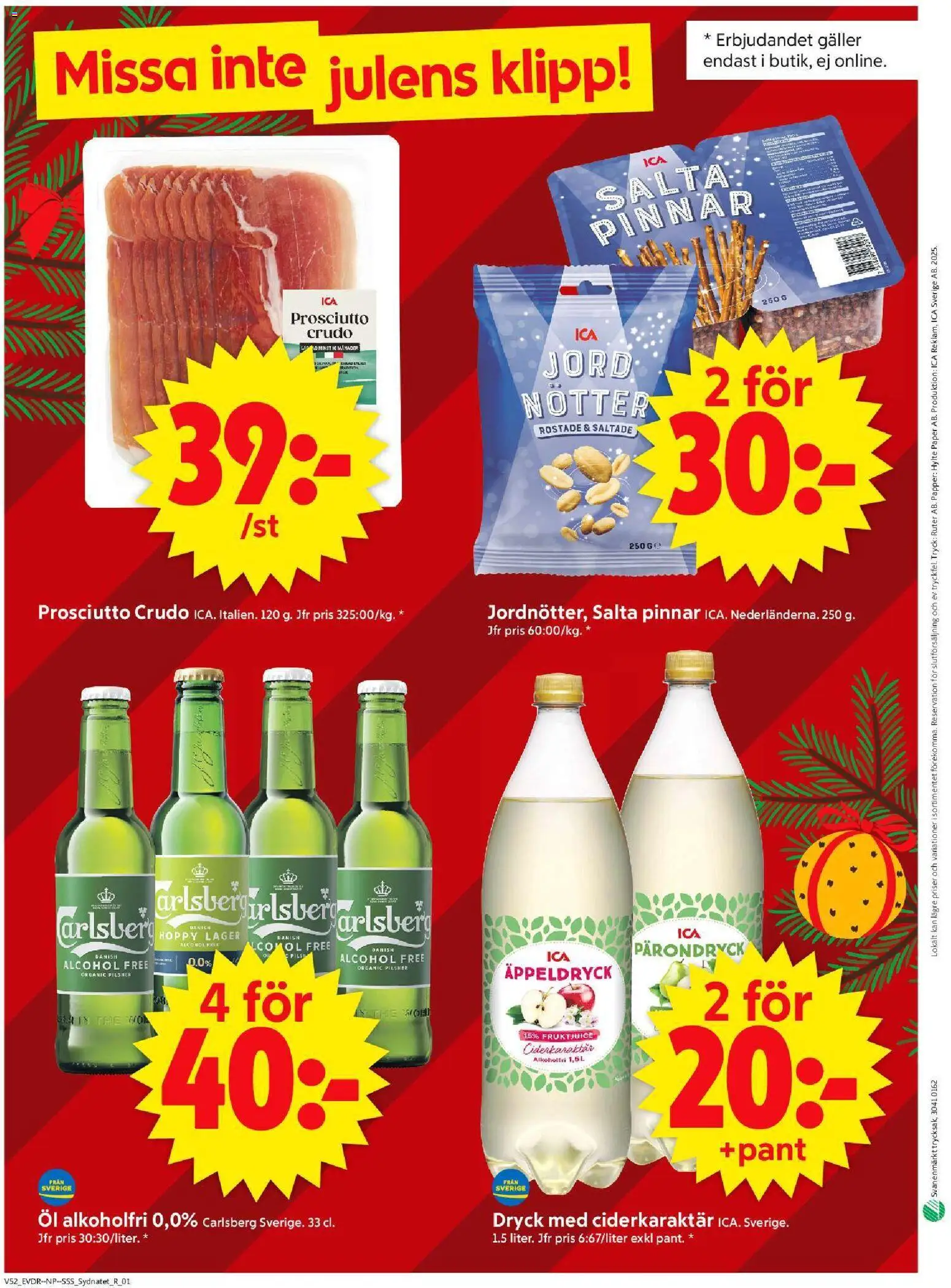 ICA Supermarket reklamblad aktuell från 22.12.2025 | Sida: 14 | Produkter: Galler, Öl, Papper, Nötter