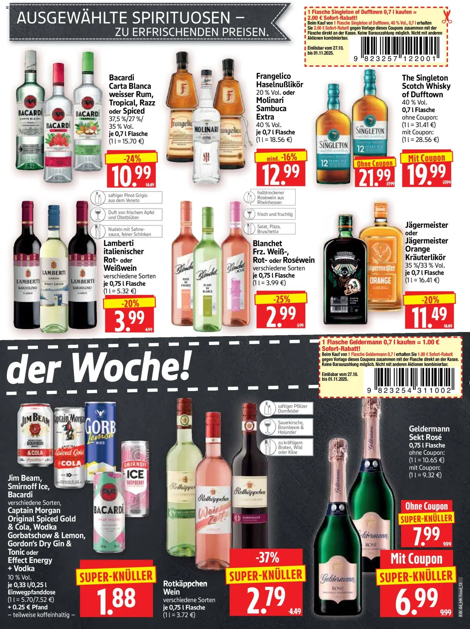 HERKULES Prospekt 	 – gültig ab 27.10.2025 | Seite: 13 | Produkte: Bacardi, Sekt, Äpfel, Wein