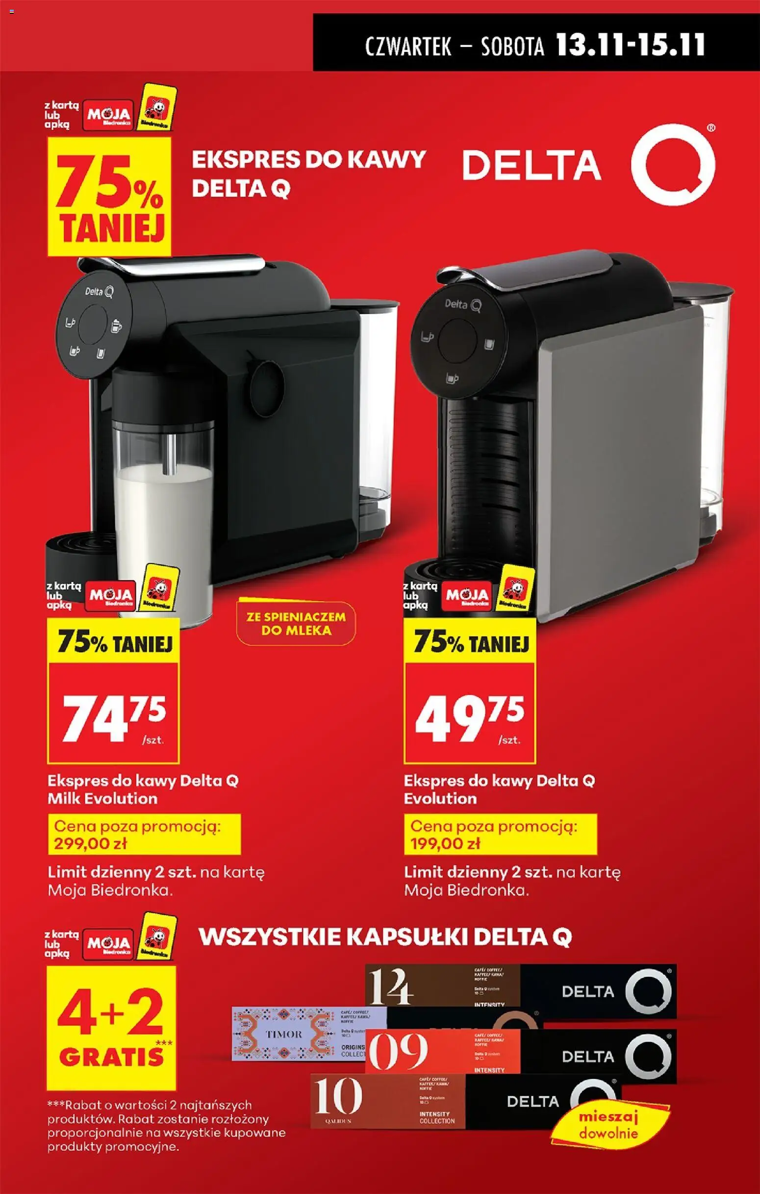 Biedronka gazetka - Oferta w tym tygodniu od 13.11.2025 | Strona: 14 | Produkty: Karta, Ekspres do kawy, Kapsułki Delta, Ekspres do kawy delta
