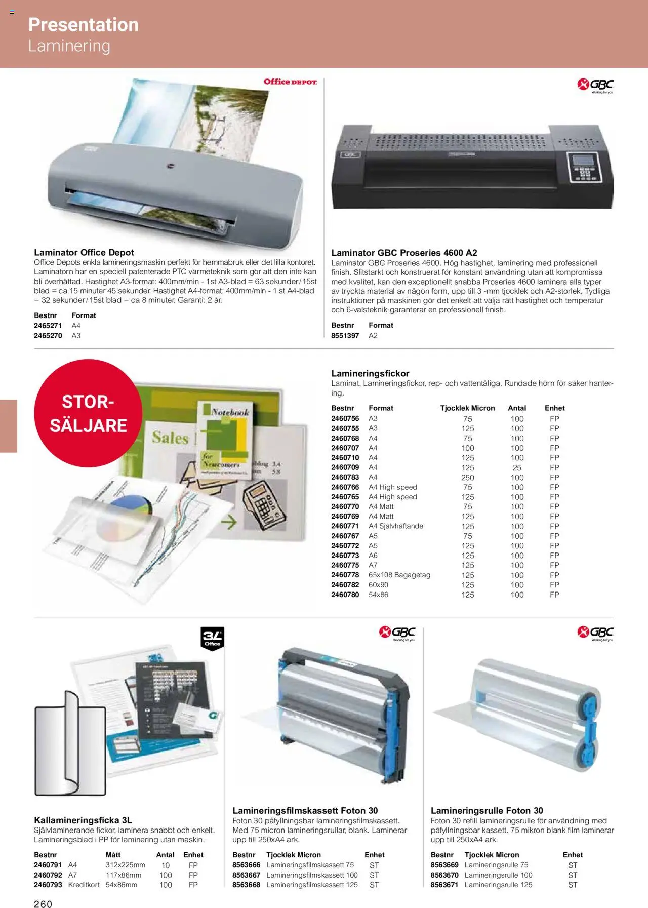 Office Depot reklamblad aktuell från 15.02.2024 | Sida: 262 | Produkter: Lamineringsmaskin, Laminator