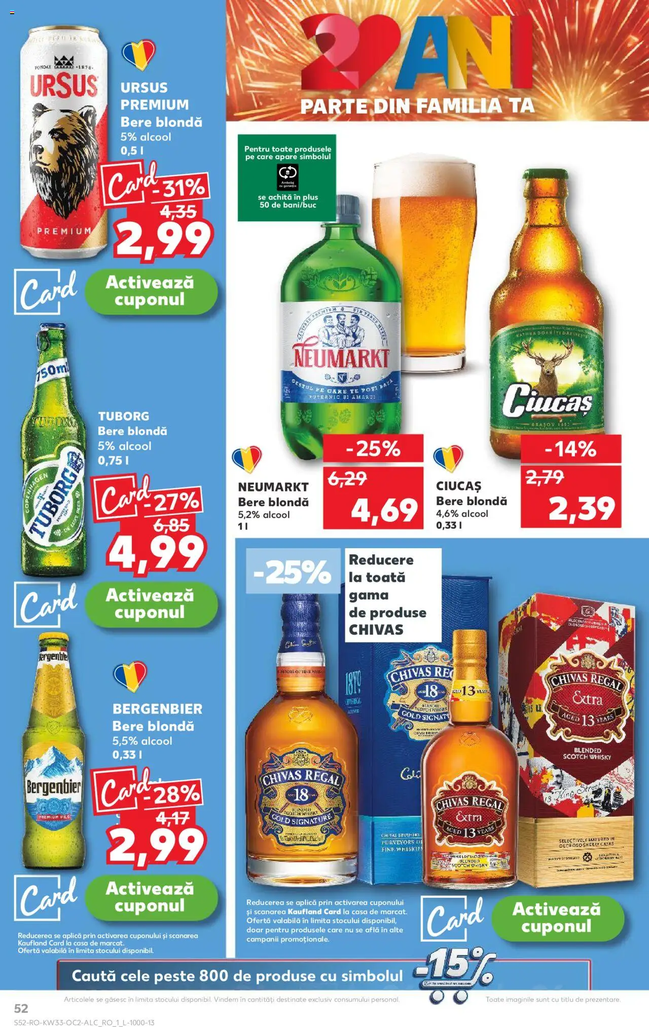 Kaufland RO akciós ujság - amely érvényes a következő dátumtól: 13.08.2025 | Oldal: 52 | Termékek: Whisky