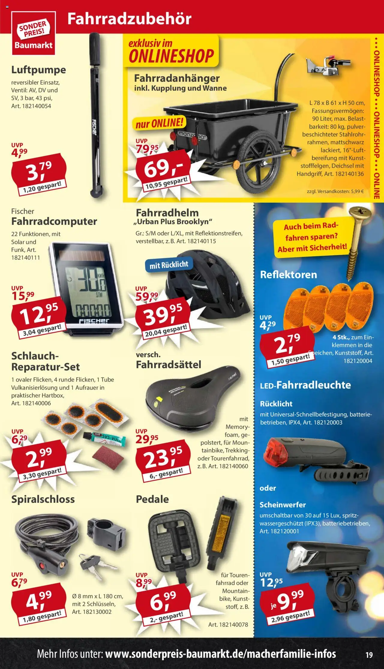 Sonderpreis Baumarkt Prospekt 	 - gültig ab dem 14.06.2025 | Seite: 19 | Produkte: Batterie, Fahrradcomputer, Luftpumpe, Fahrradhelm
