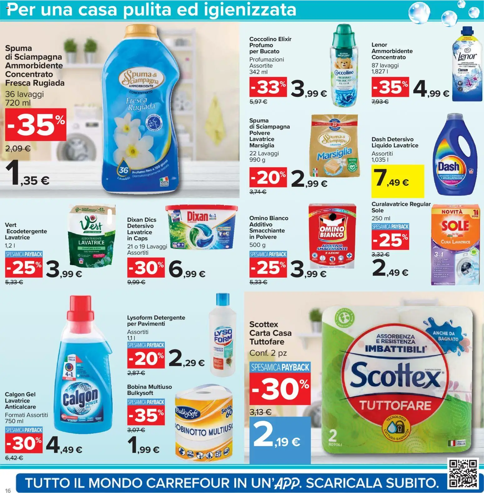 Volantino Carrefour del 07.04.2026 | Pagina: 16 | Prodotti: Ammorbidente, Detergente, Anticalcare, Profumo