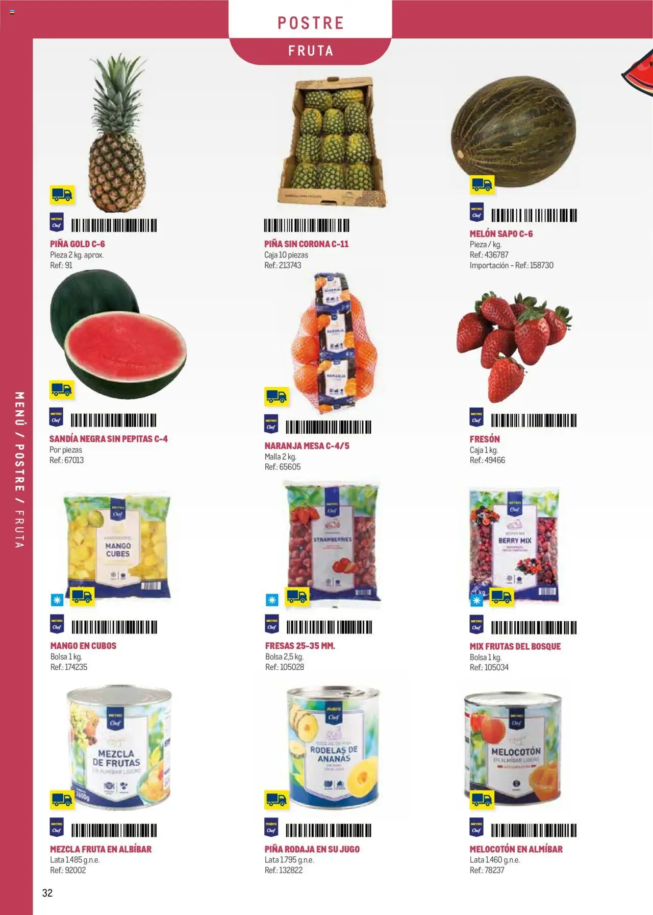Makro - Menú y Barra Centro │ válido desde el 08.09.2025 | Página: 32 | Productos: Jugo, Piña, Bolsa, Sandía