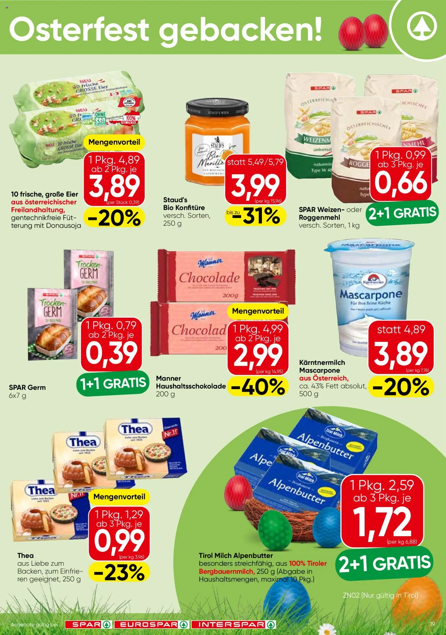 Spar Flugblatt - Tirol gültig ab 31.03.2026 | Seite: 19 | Produkte: Milch, Eier