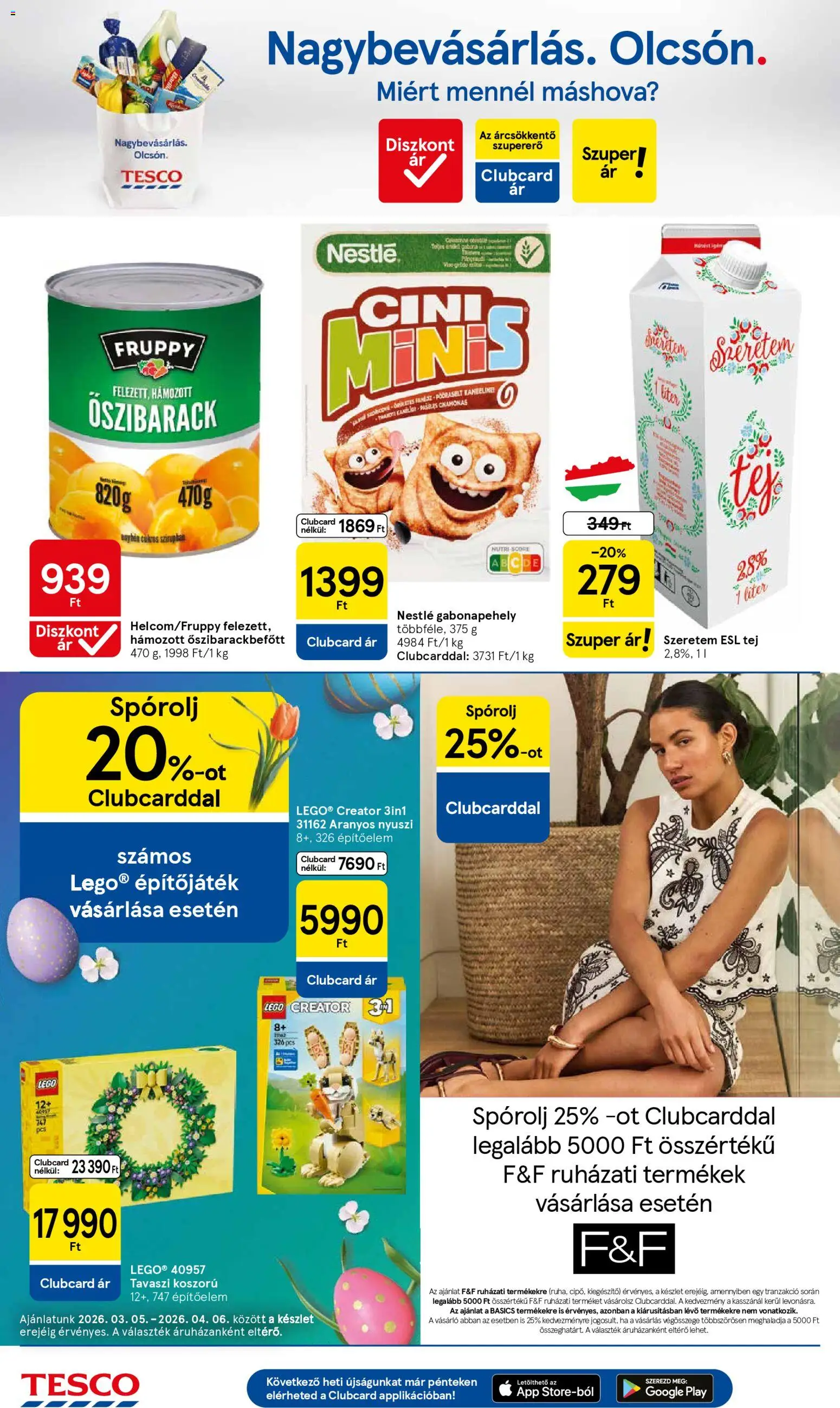 Tesco akciós ujság - amely érvényes a következő dátumtól: 26.03.2026 | Oldal: 16 | Termékek: Őszibarack, Gabonapehely, Tej, Koszorú