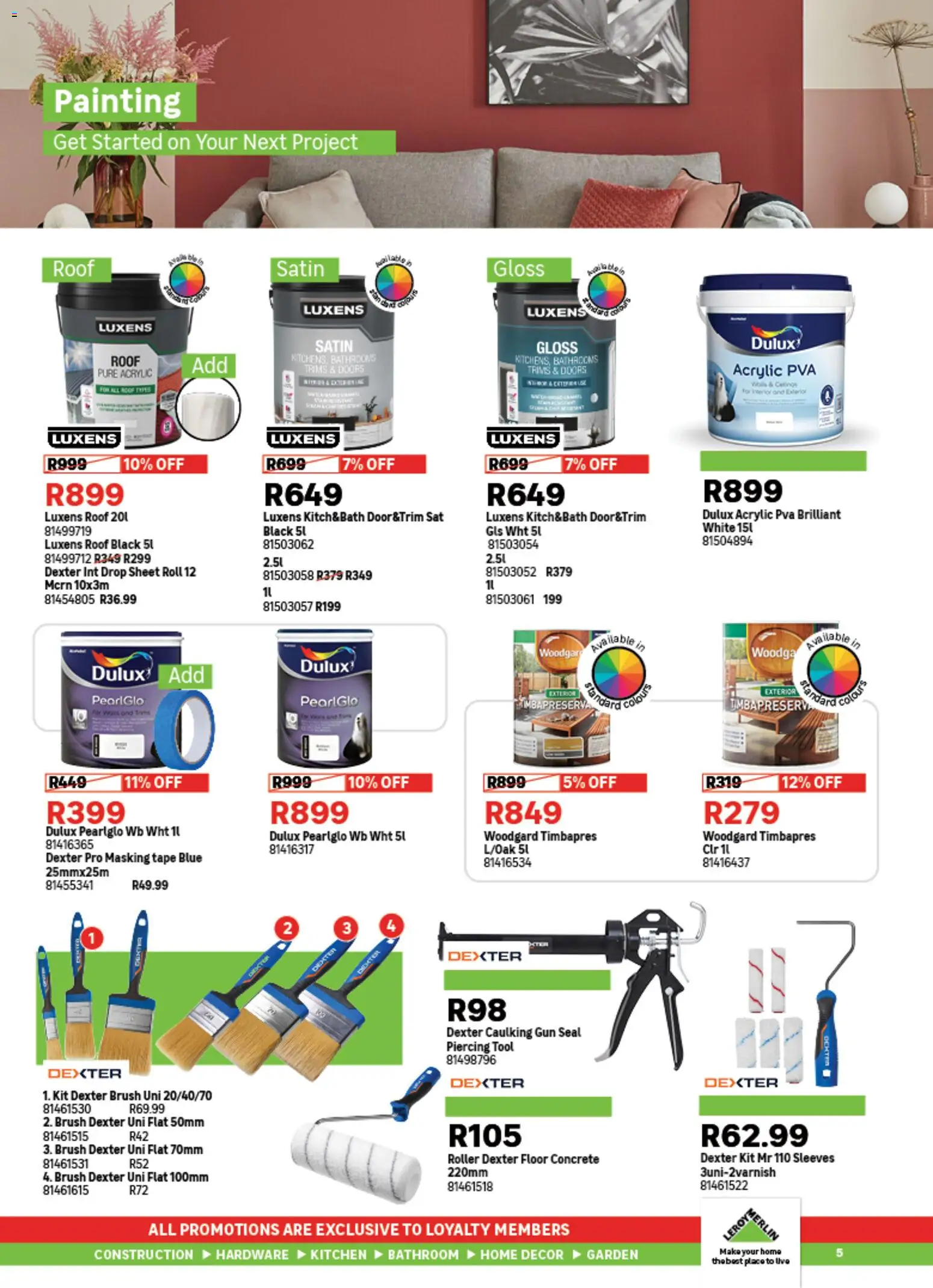New Leroy Merlin catalogue – valid from 06.02.2026 | Page: 5 | Products: Gloss, Brush, Tape