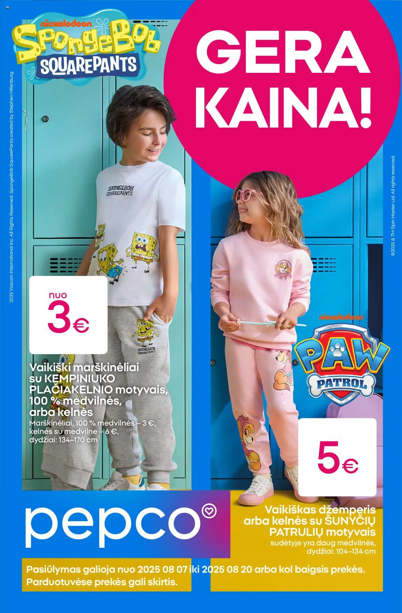Pepco leidinys│galioja nuo 07.08.2025 | Puslapis: 1 | Prekių: Marškinėliai, Džemperis, Kelnes