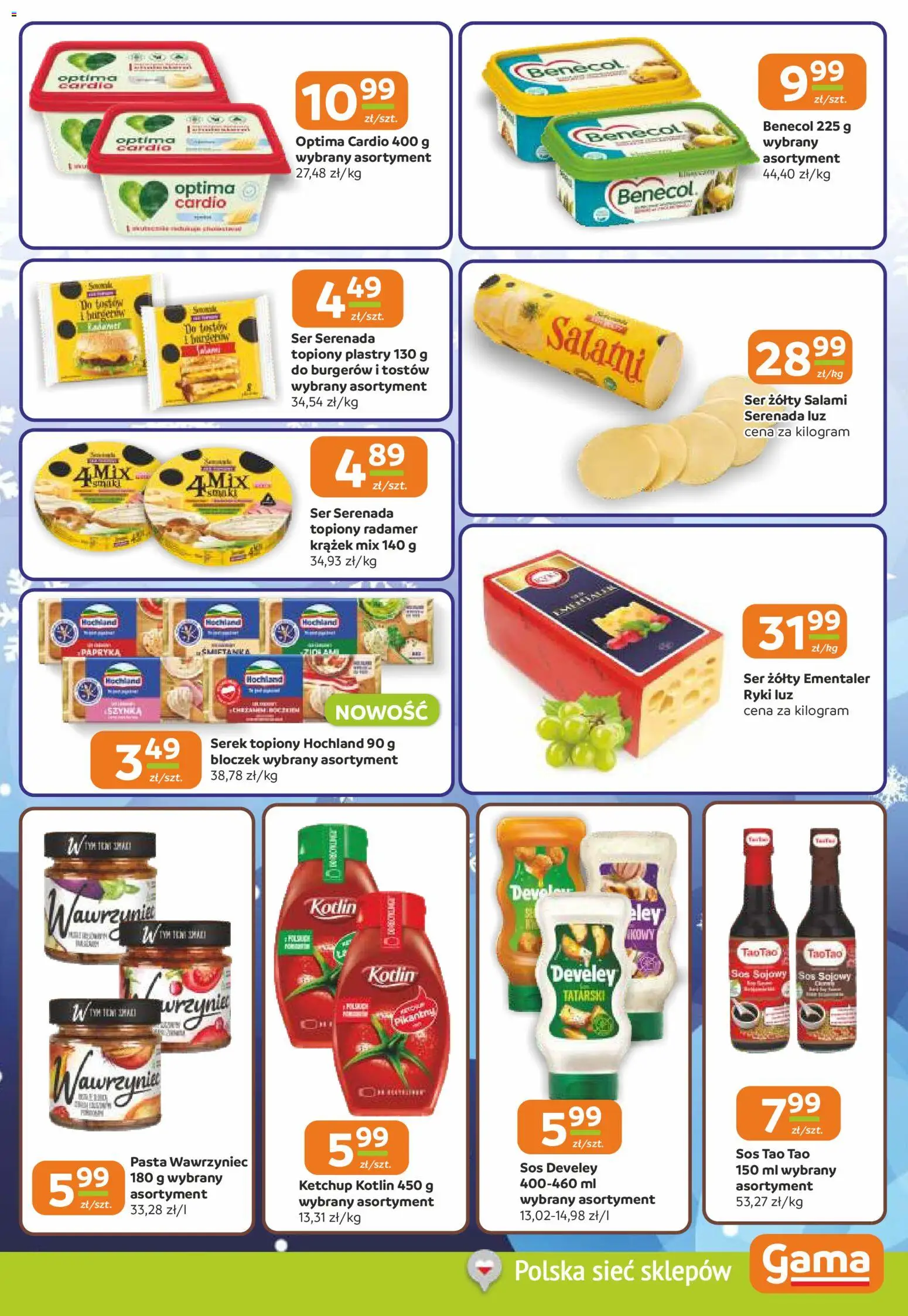 Gama Gazetka od 27.11.2025 | Strona: 11 | Produkty: Ser żółty, Optima cardio, Szynka, Ser