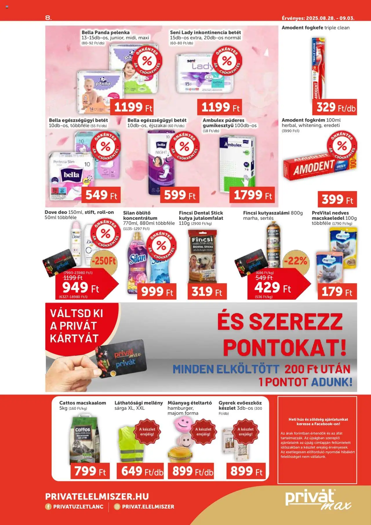 PRIVÁT akciós ujság - amely érvényes a következő dátumtól: 28.08.2025 | Oldal: 8 | Termékek: Ételtartó, Evőeszköz, Hús, Gumikesztyű