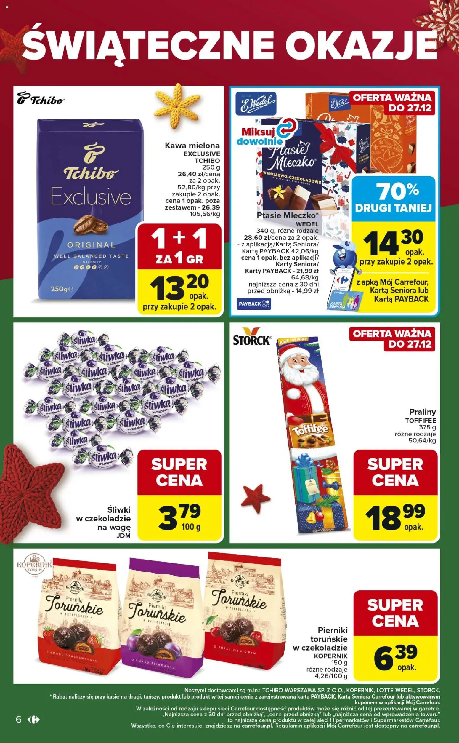 Carrefour Gazetka - Świąteczne okazje od 18.12.2025 | Strona: 6 | Produkty: Karta, Czekolady, Pierniki, Praliny