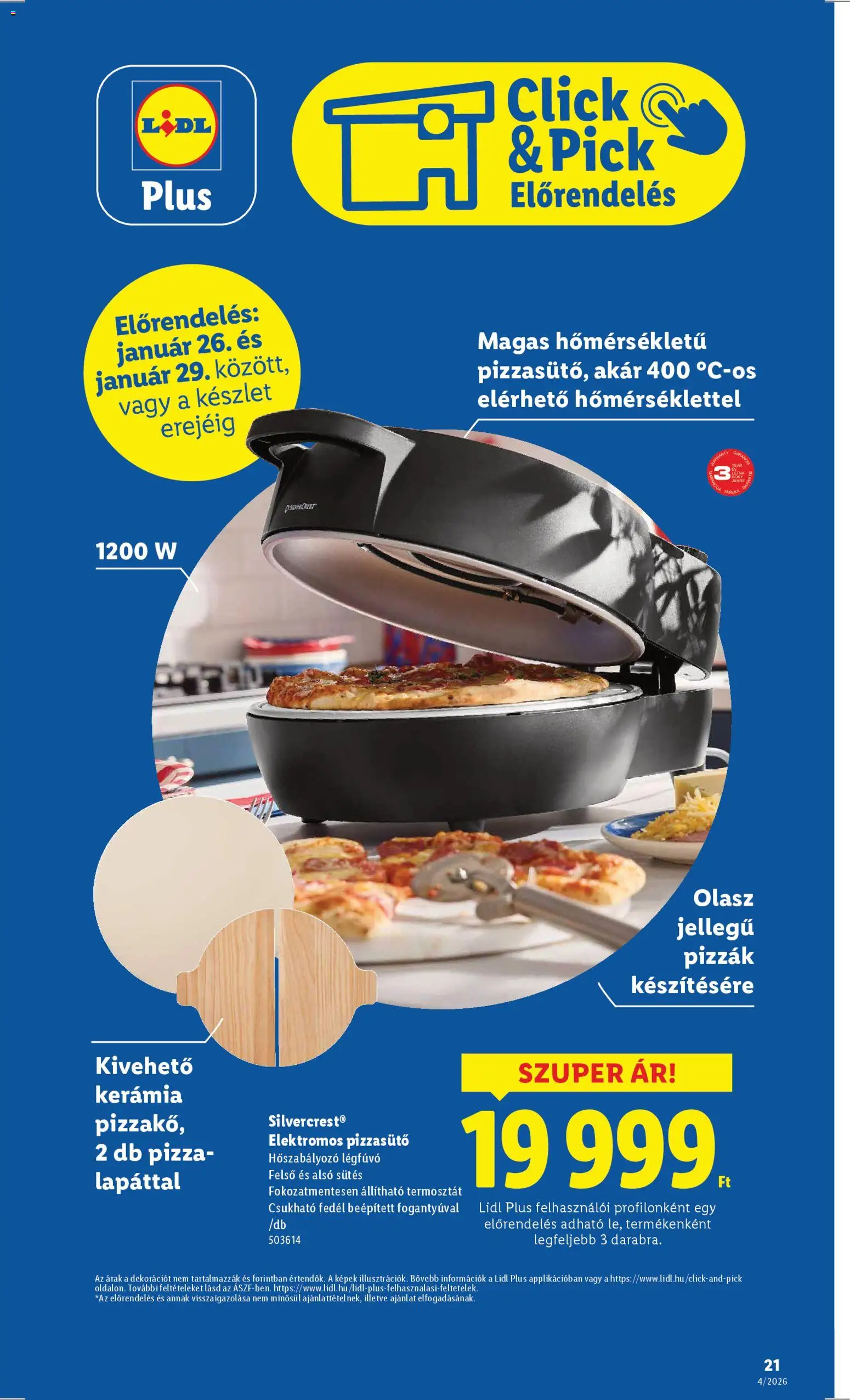 Lidl akciós ujság - amely érvényes a következő dátumtól: 22.01.2026 | Oldal: 21 | Termékek: Pick, Pizza, Termosztát