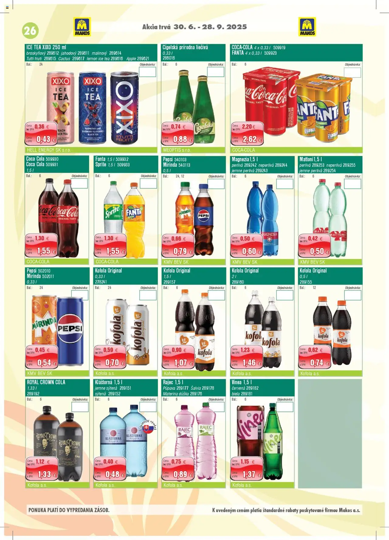 Makos leták │ platný od 30.06.2025 | Strana: 26 | Produkty: Sprite, Magnesia, Coca cola, Pepsi
