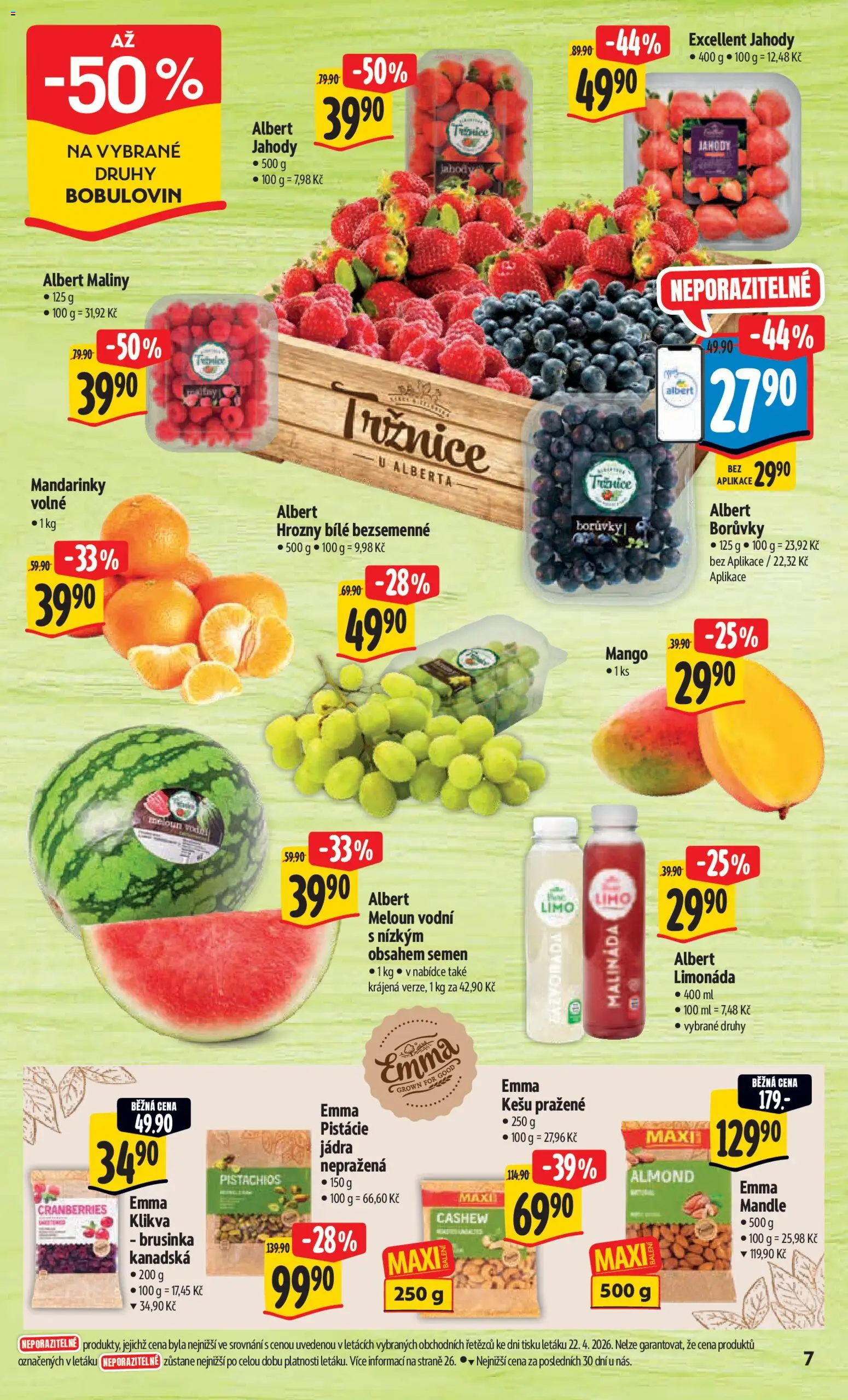Albert leták - Hypermarket od 29.04.2026 | Strana: 13 | Produkty: Mandarinky, Maliny, Mandle, Meloun vodní