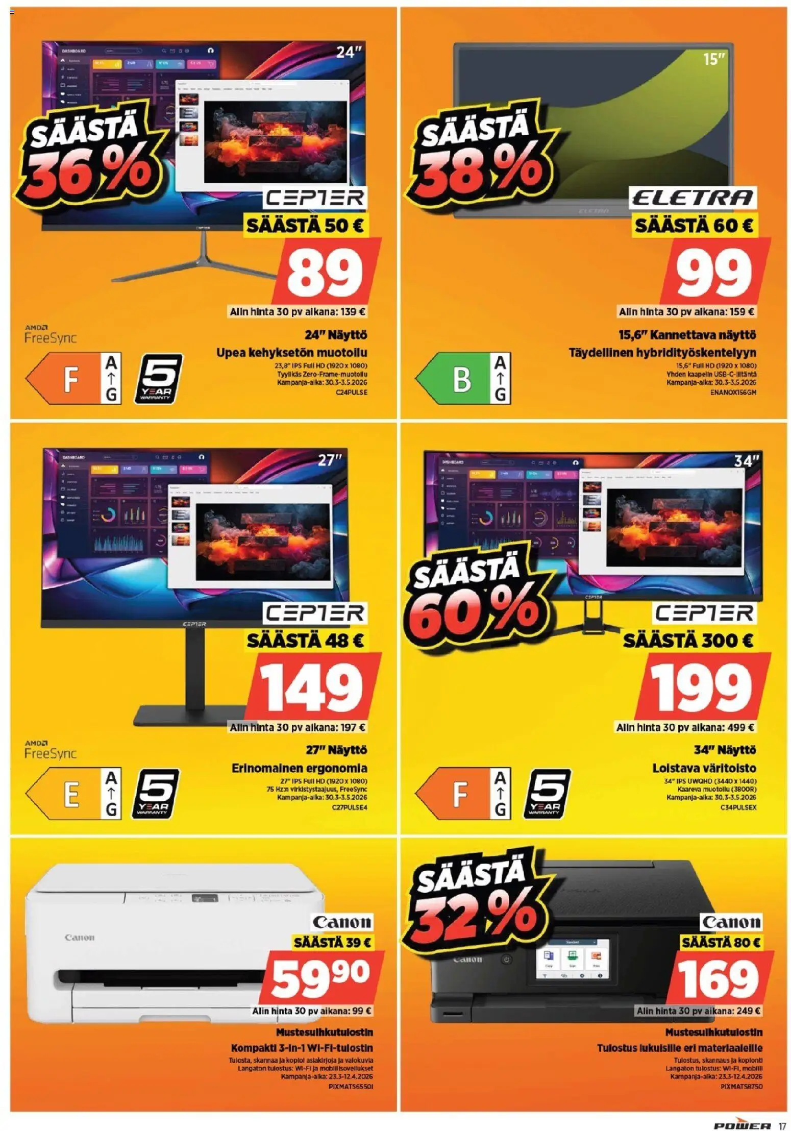 Power tarjoukset – voimassa 21.04.2026 alkaen | Sivu: 17 | Tuotteet: Näyttö