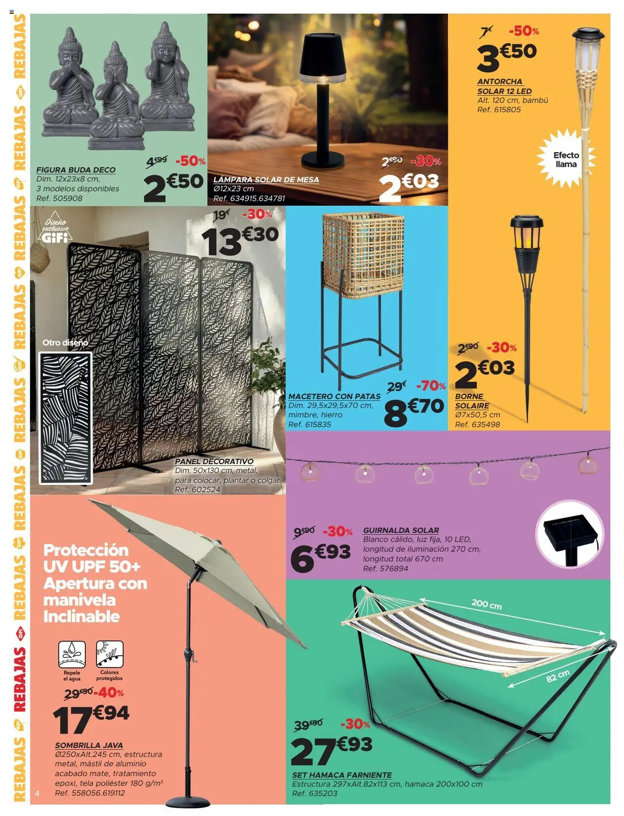 GiFi folleto │ válido desde el 25.06.2025 | Página: 4 | Productos: Sombrilla, Macetero, Galette de chaise, Lámpara