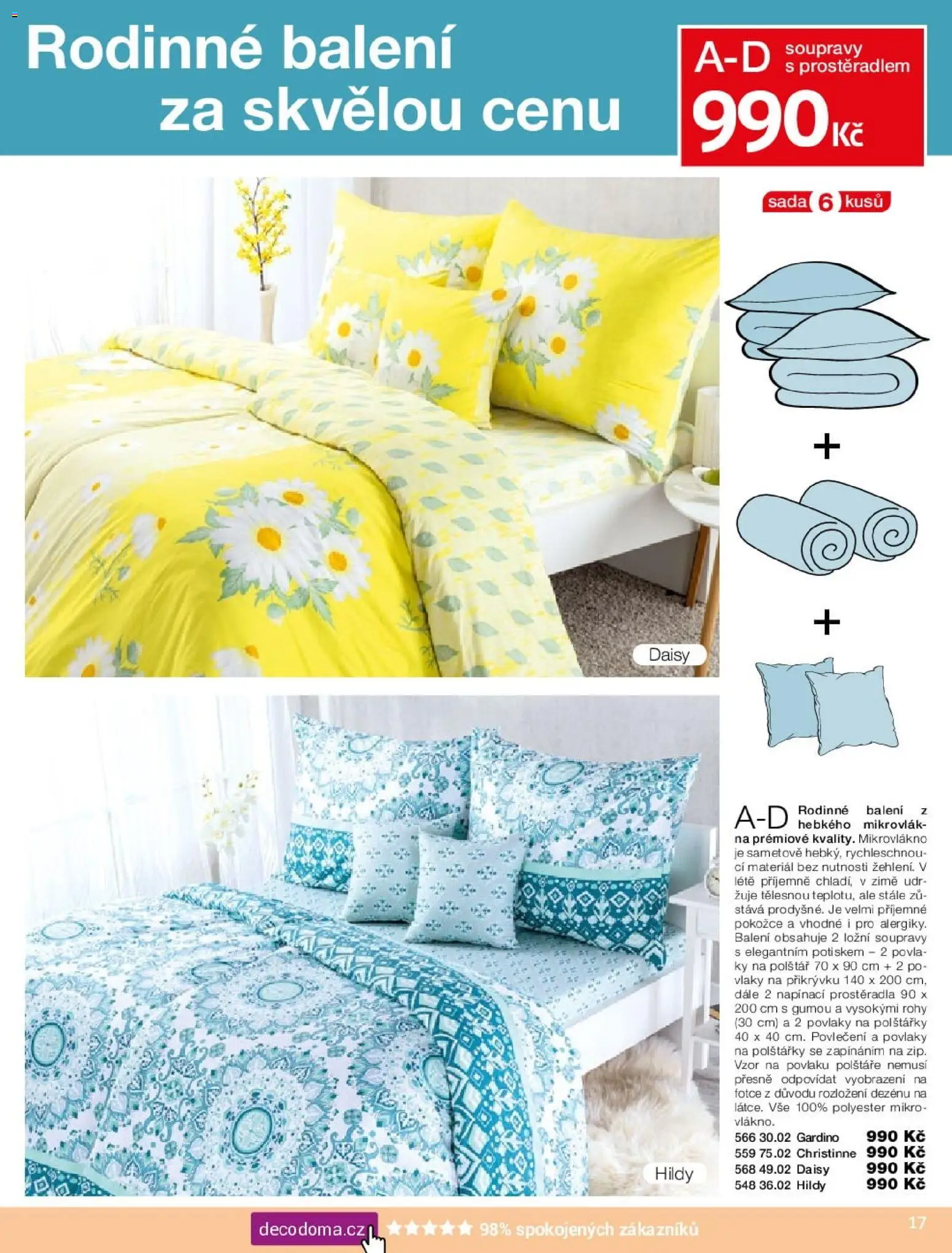 Decodoma katalog od 16.02.2026 | Strana: 17 | Produkty: Polštářky, Polštáře, Prostěradla, Polštář