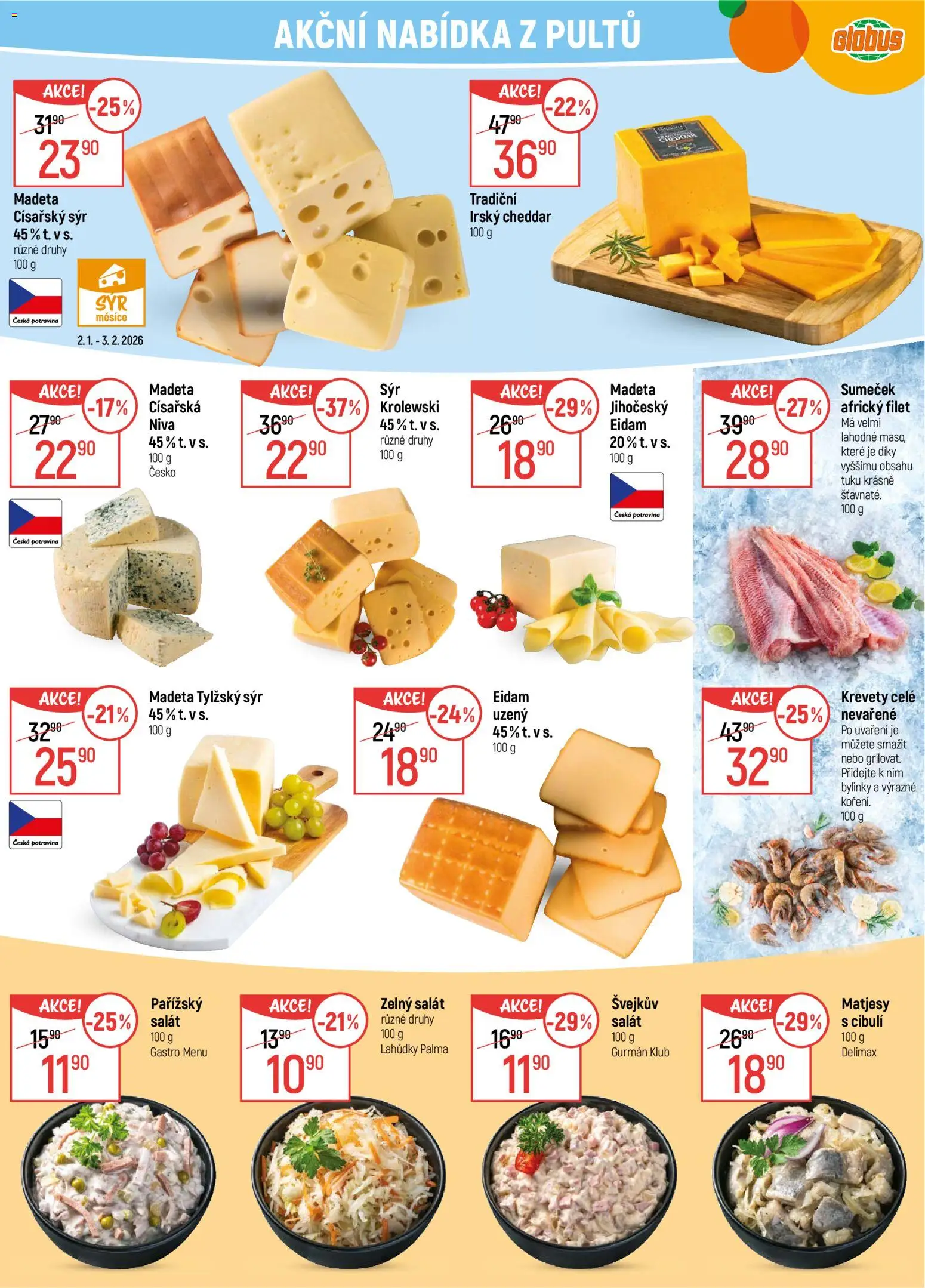 Globus leták - Liberec od 07.01.2026 | Strana: 10 | Produkty: Globus, Sýr, Krevety, Cheddar