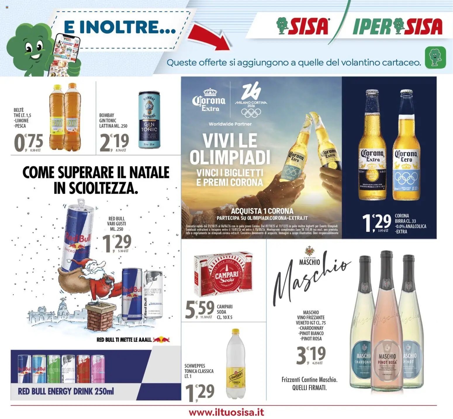 Volantino SISA del 27.12.2025 | Pagina: 19 | Prodotti: Birra, Vino, Pesca, Red Bull