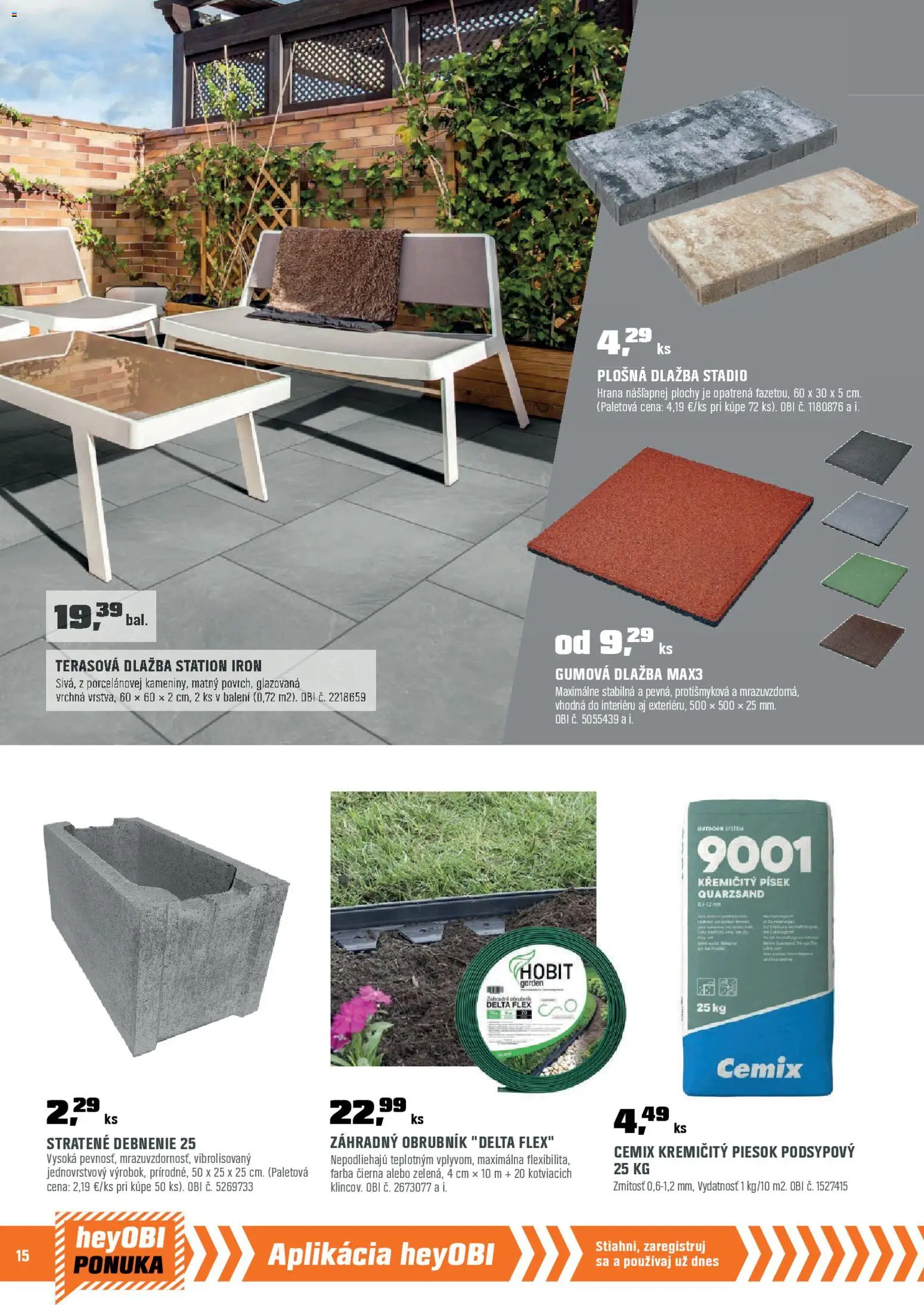 Nové OBI akcie – leták je platný od 01.04.2026 | Strana: 16 | Produkty: Dlažba